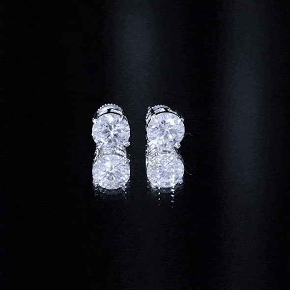 4 Carat Moissanite Earrings - Silver Solitaire Studs With Screwback Closures