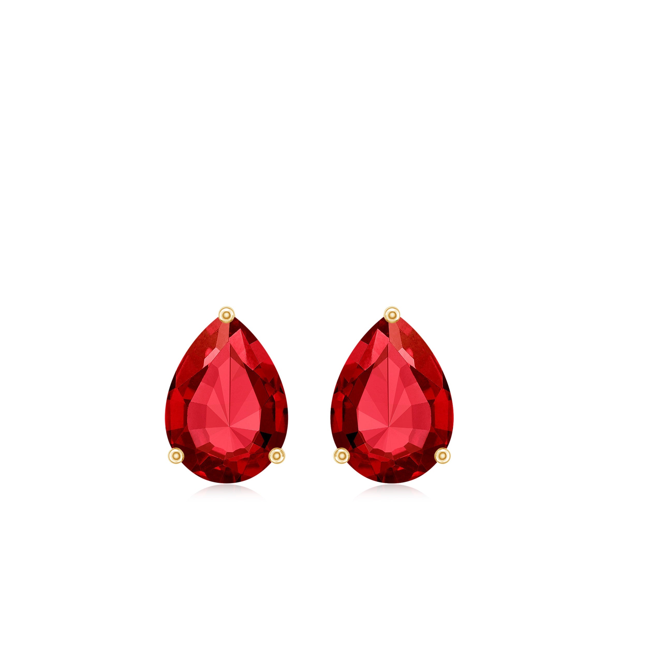 Solitaire 1.5 Carat Pear Shaped Lab Created Ruby Stud Earrings