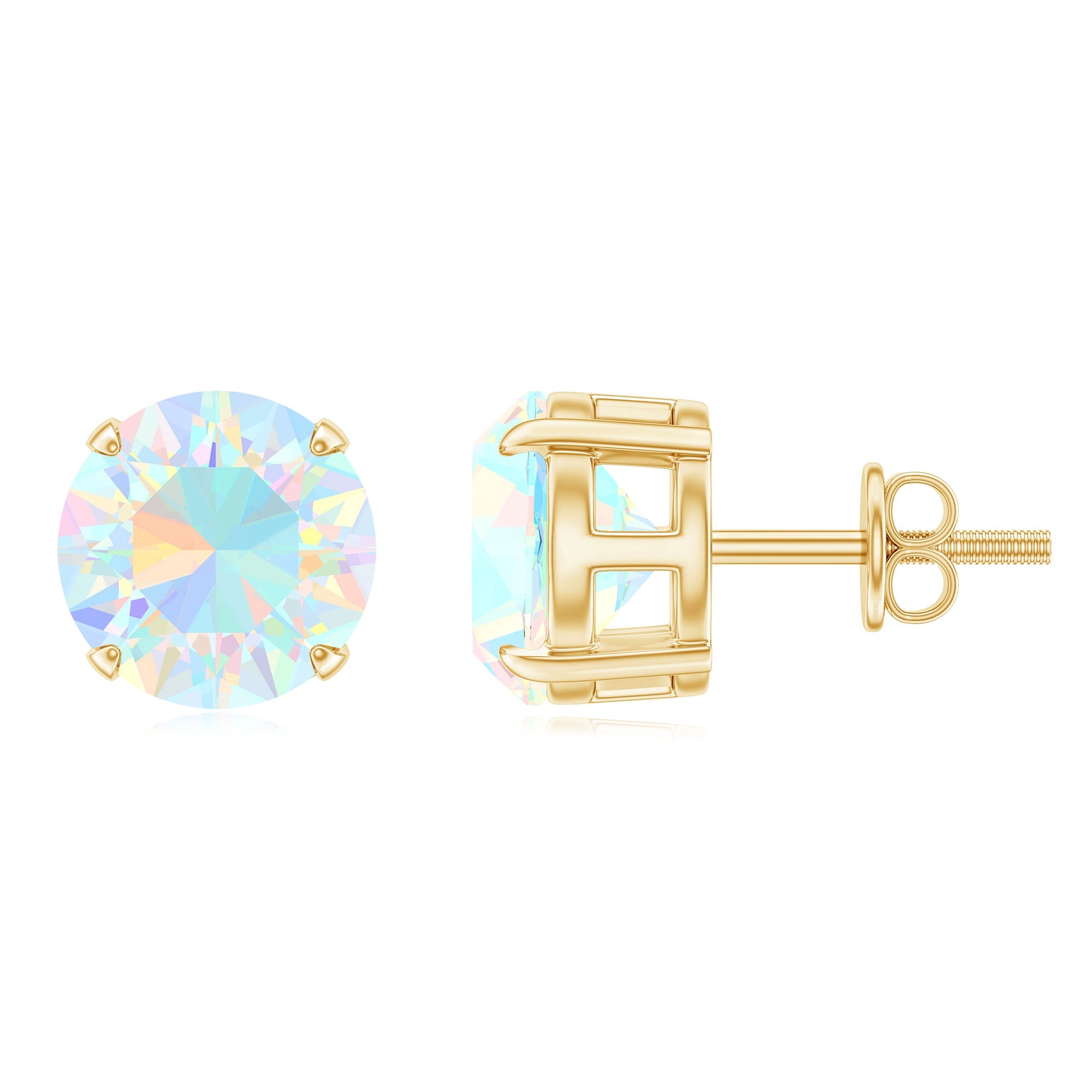 Ethiopian Opal Stud Earrings – 4 Carat Round Cut Solitaire Claw Setting