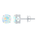Ethiopian Opal Earrings – 6mm Round Solitaire Studs | October Birthstone Gift