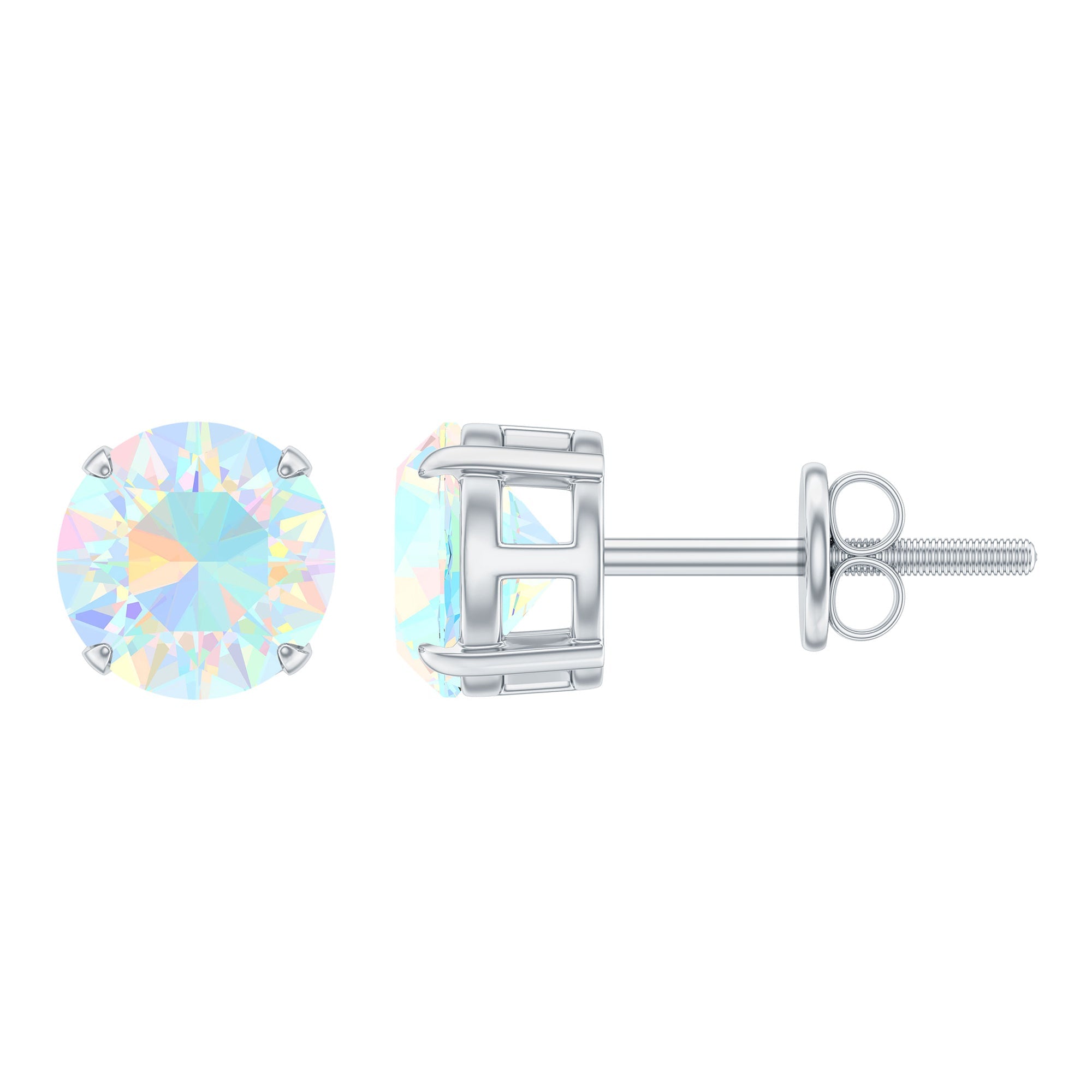 Ethiopian Opal Earrings – 6mm Round Solitaire Studs | October Birthstone Gift