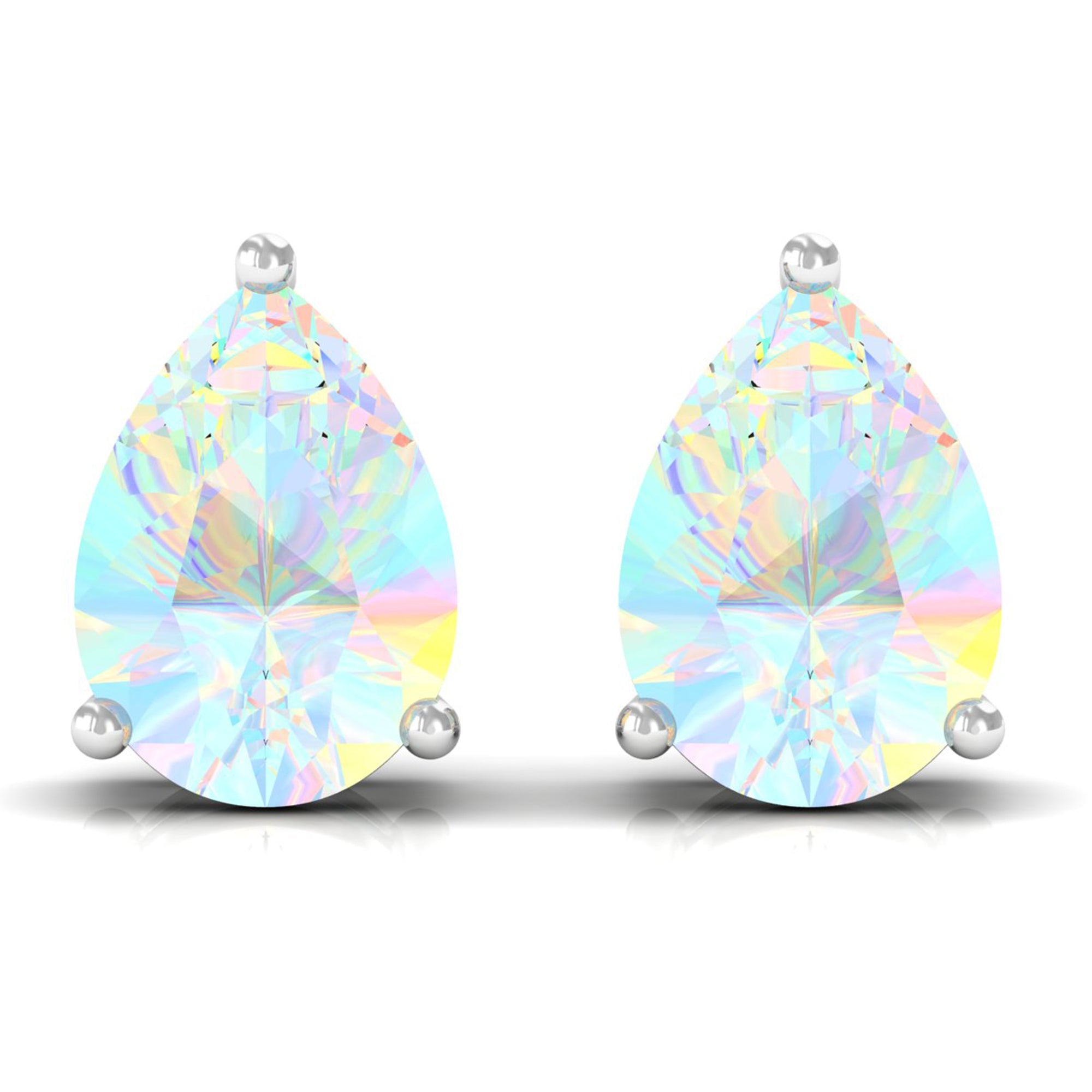 Pear Cut Ethiopian Opal Solitaire Stud Earrings in Gold