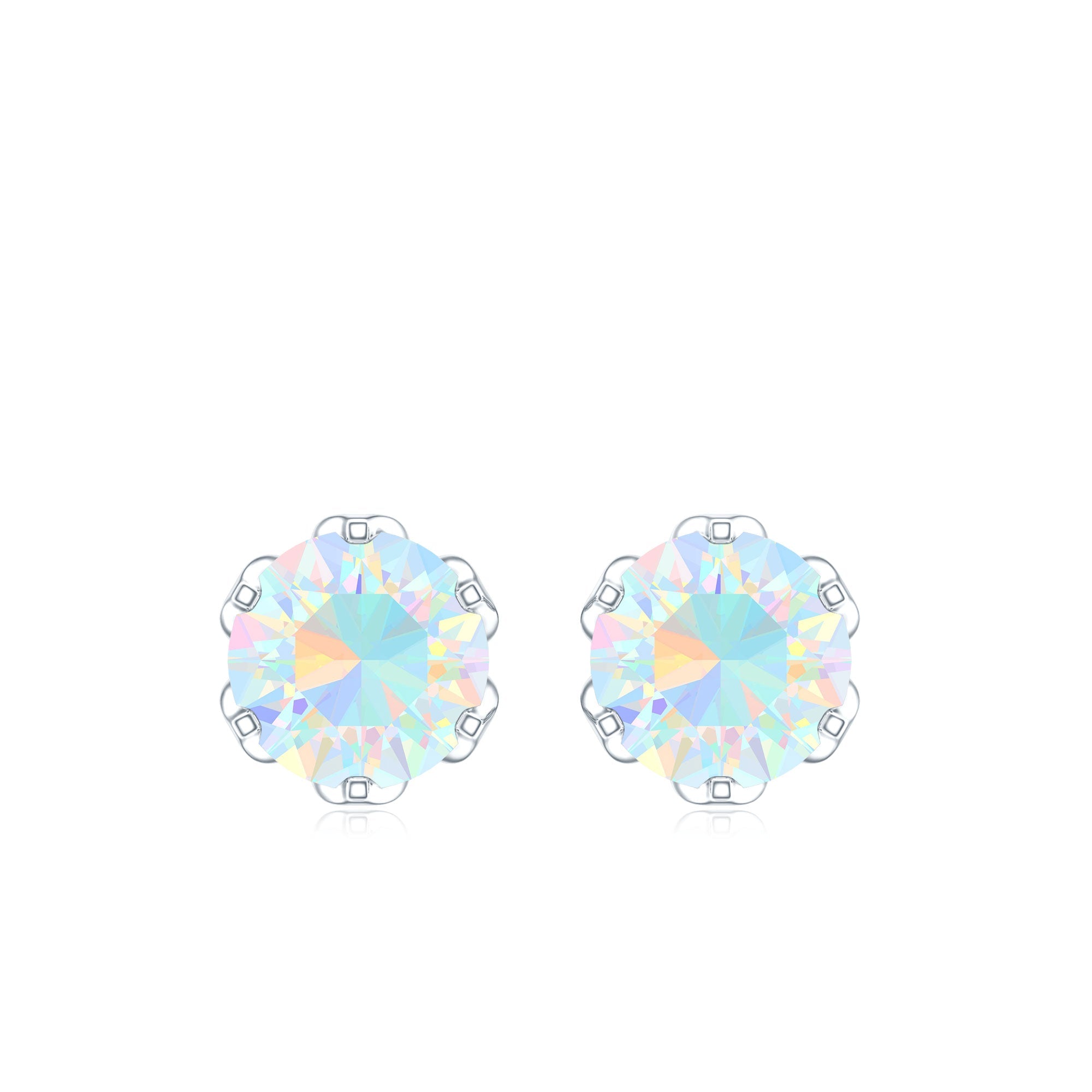 1.6 Carat Round Ethiopian Opal Solitaire Stud Earrings For Her
