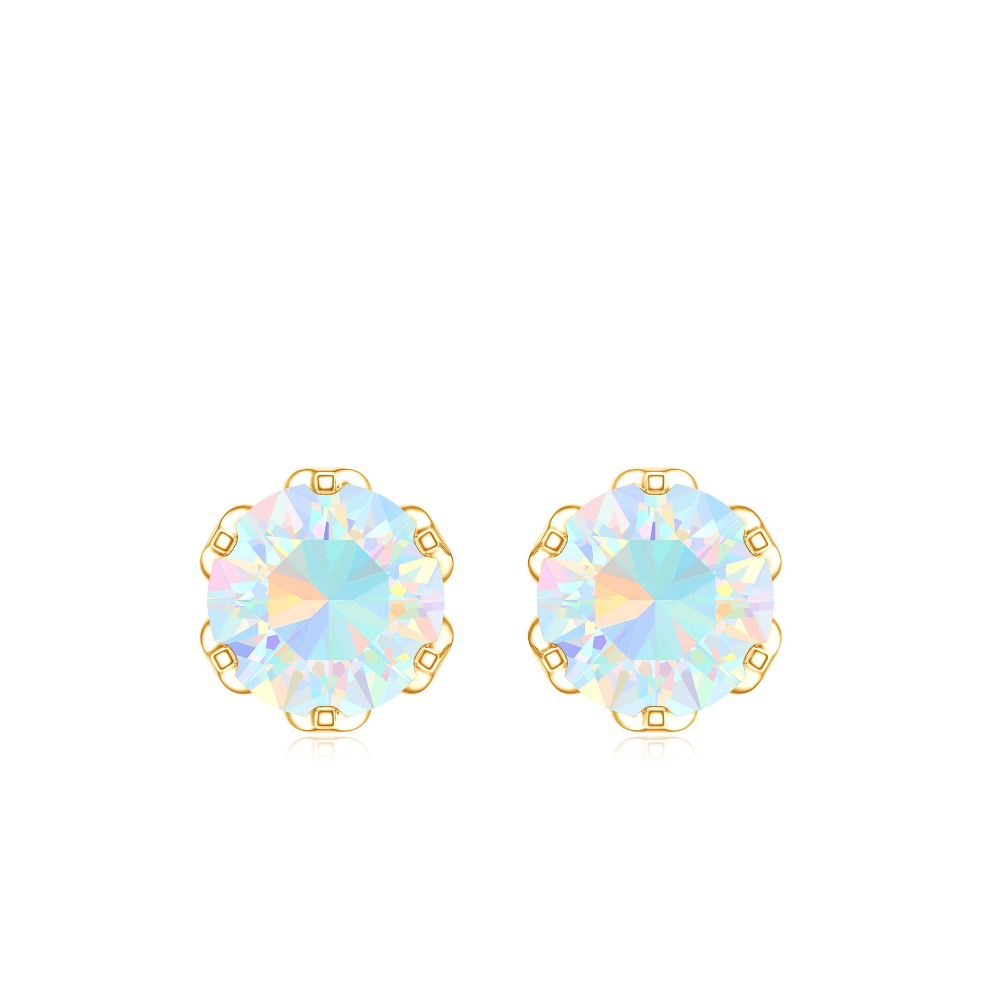 1.6 Carat Round Ethiopian Opal Solitaire Stud Earrings For Her