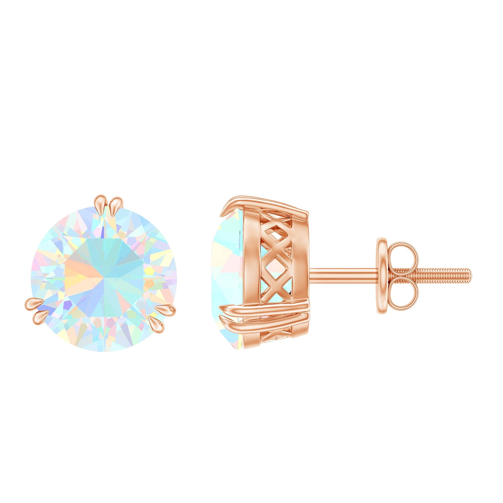 Ethiopian Opal Earrings – 4 Carat AAA Quality Opal Studs in Double Prong Setting