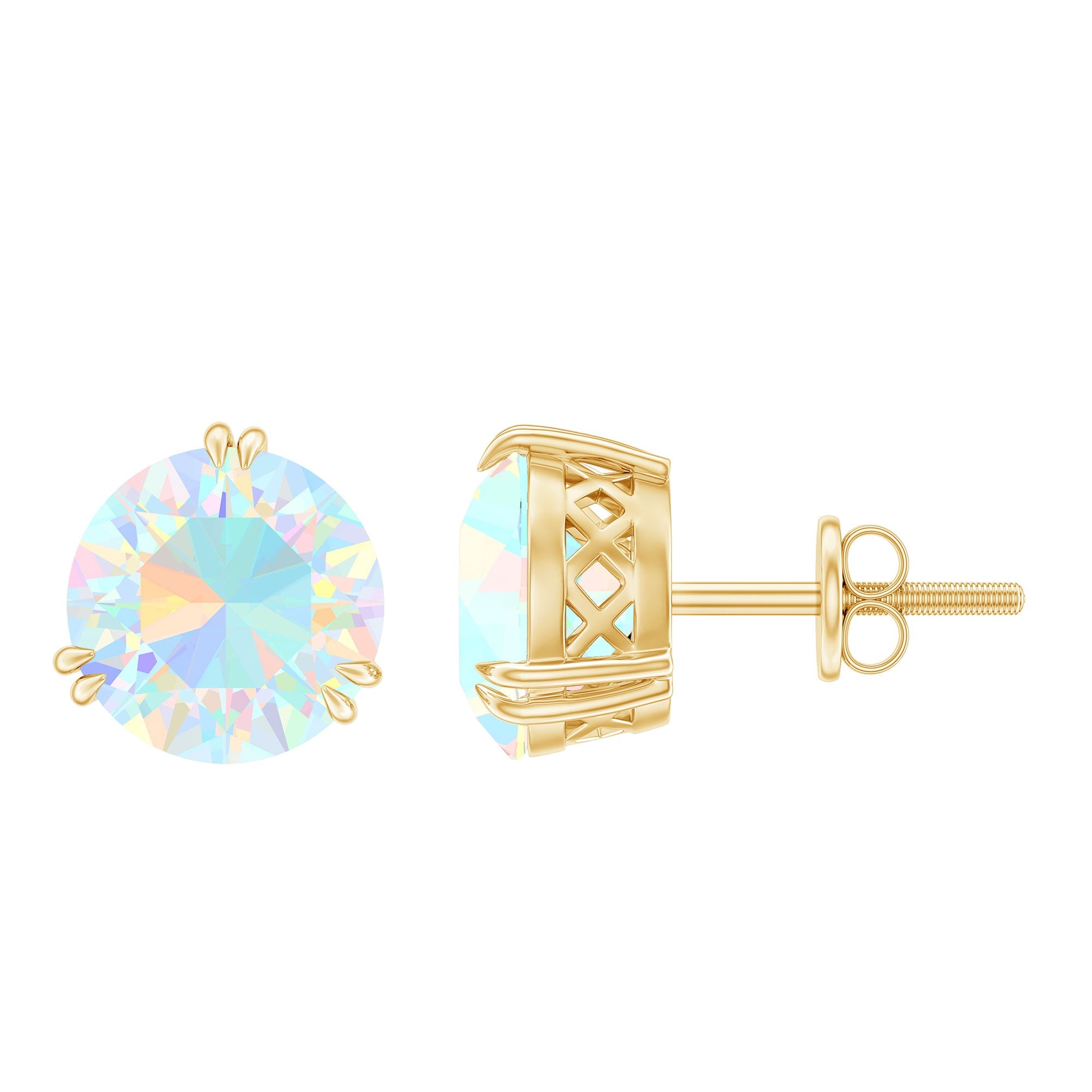Ethiopian Opal Earrings – 4 Carat AAA Quality Opal Studs in Double Prong Setting