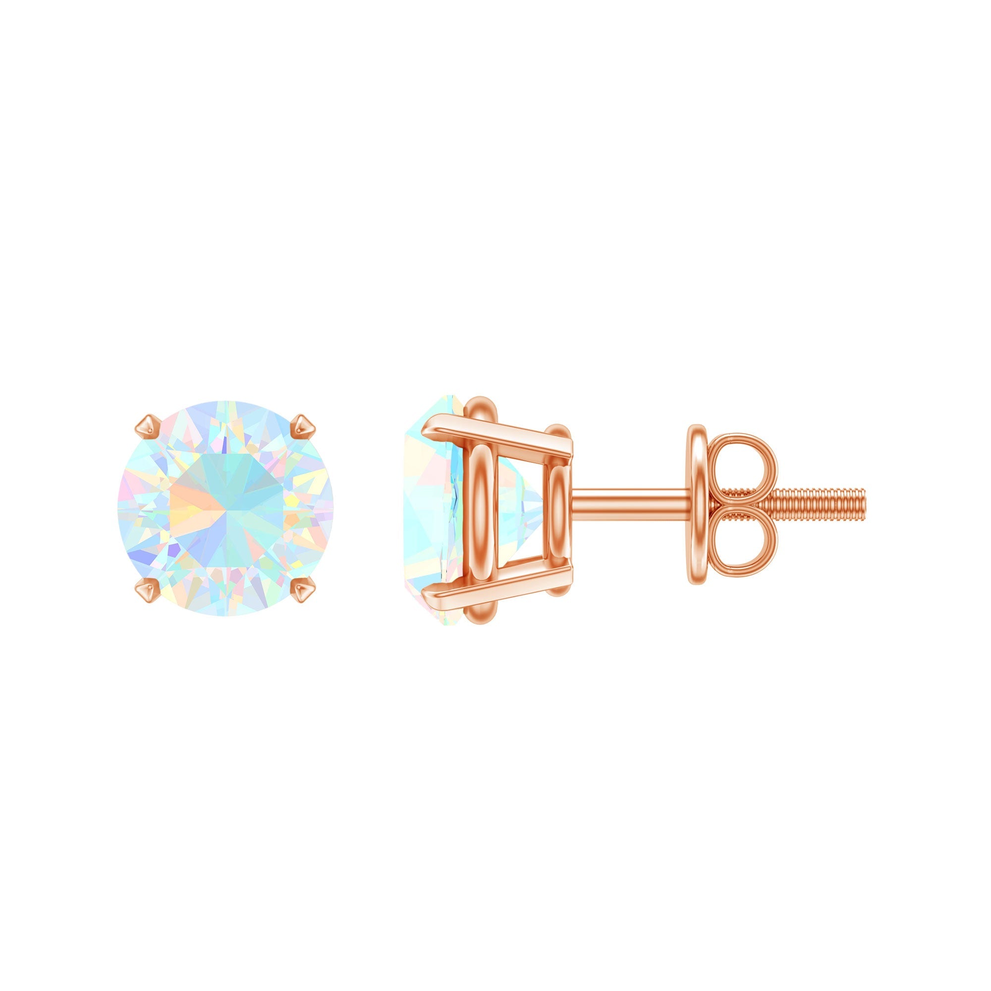 Ethiopian Opal Earrings – 5mm Round Opal Studs | Claw Setting Jewelry