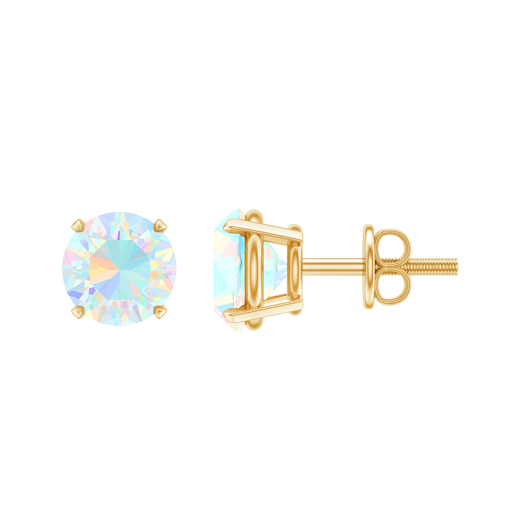 Ethiopian Opal Earrings – 5mm Round Opal Studs | Claw Setting Jewelry