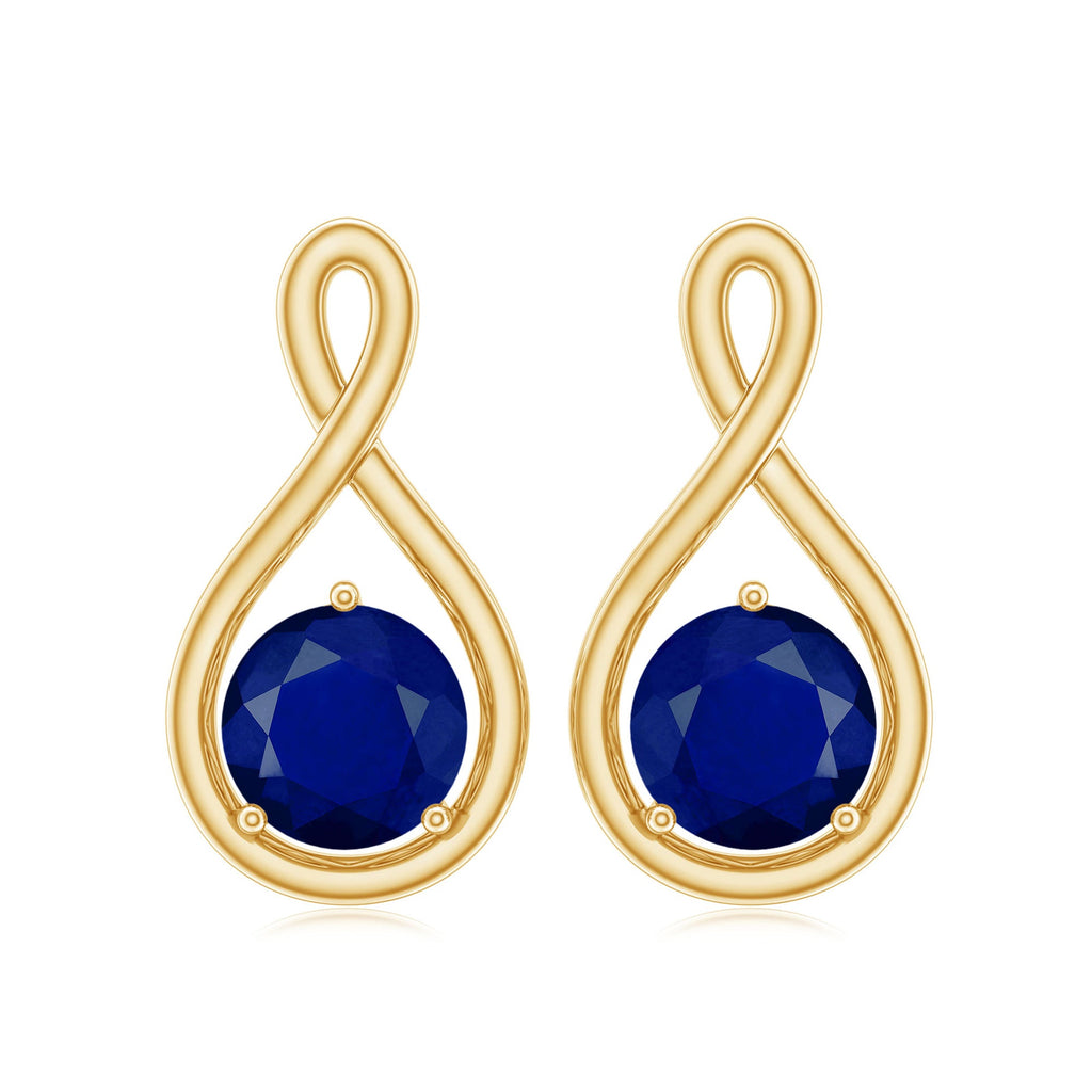 0.8 Carat Round Cut Blue Sapphire Solitaire Infinity Stud Earrings