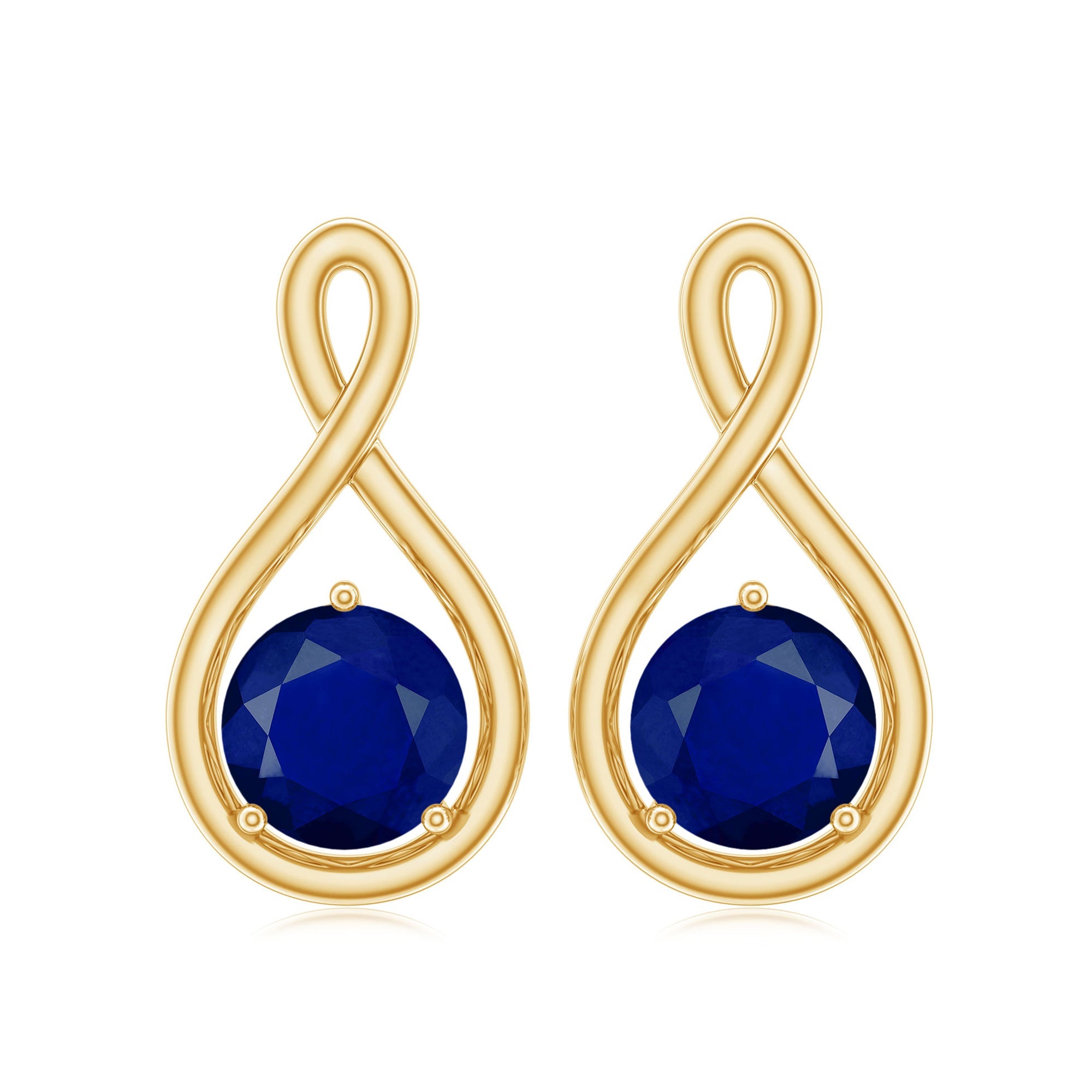 0.8 Carat Round Cut Blue Sapphire Solitaire Infinity Stud Earrings