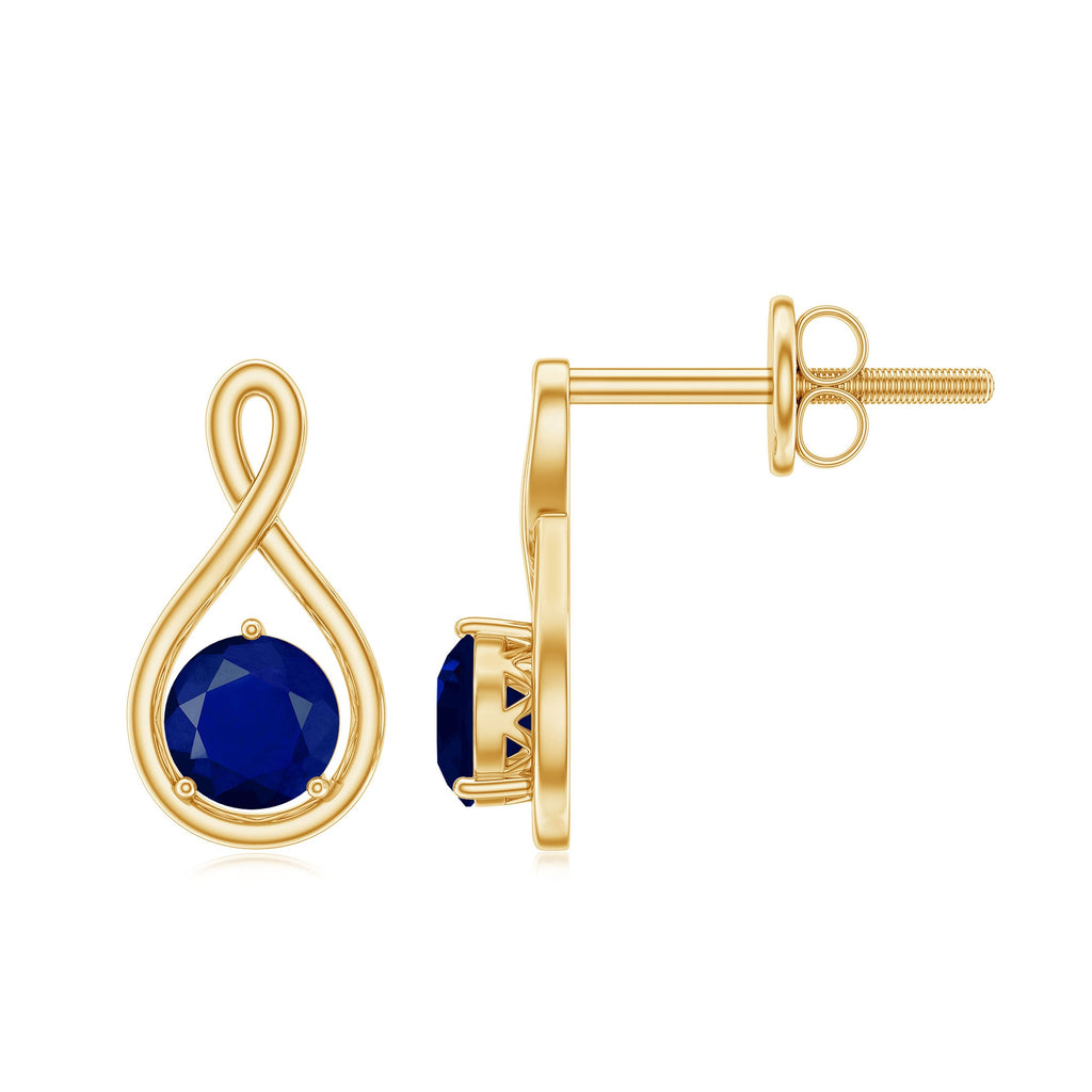 0.8 Carat Round Cut Blue Sapphire Solitaire Infinity Stud Earrings