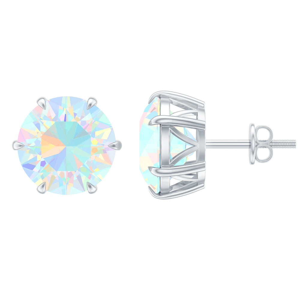 Ethiopian Opal Earrings – 4 Carat Solitaire Round Studs | AAA Quality Rainbow Jewelry