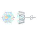Ethiopian Opal Earrings – 4 Carat Solitaire Round Studs | AAA Quality Rainbow Jewelry