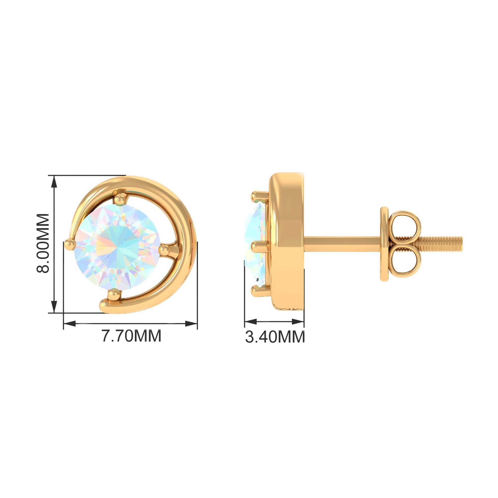 1 Carat Prong Set Ethiopian Opal Solitaire Stud Earrings