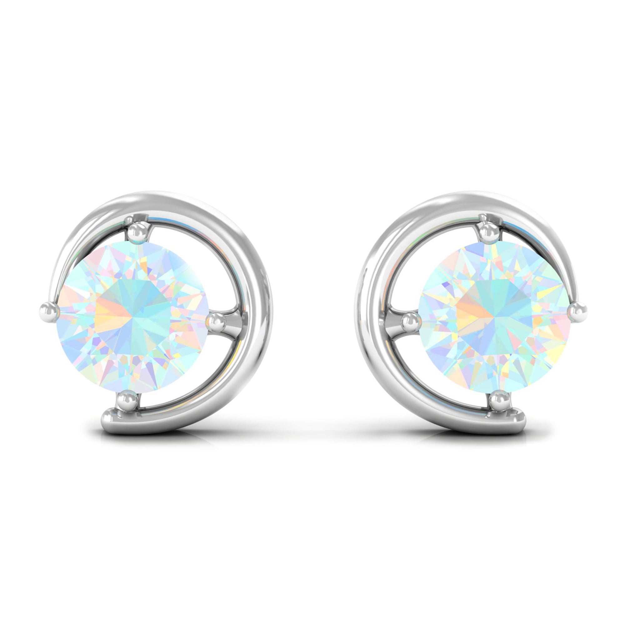 1 Carat Prong Set Ethiopian Opal Solitaire Stud Earrings