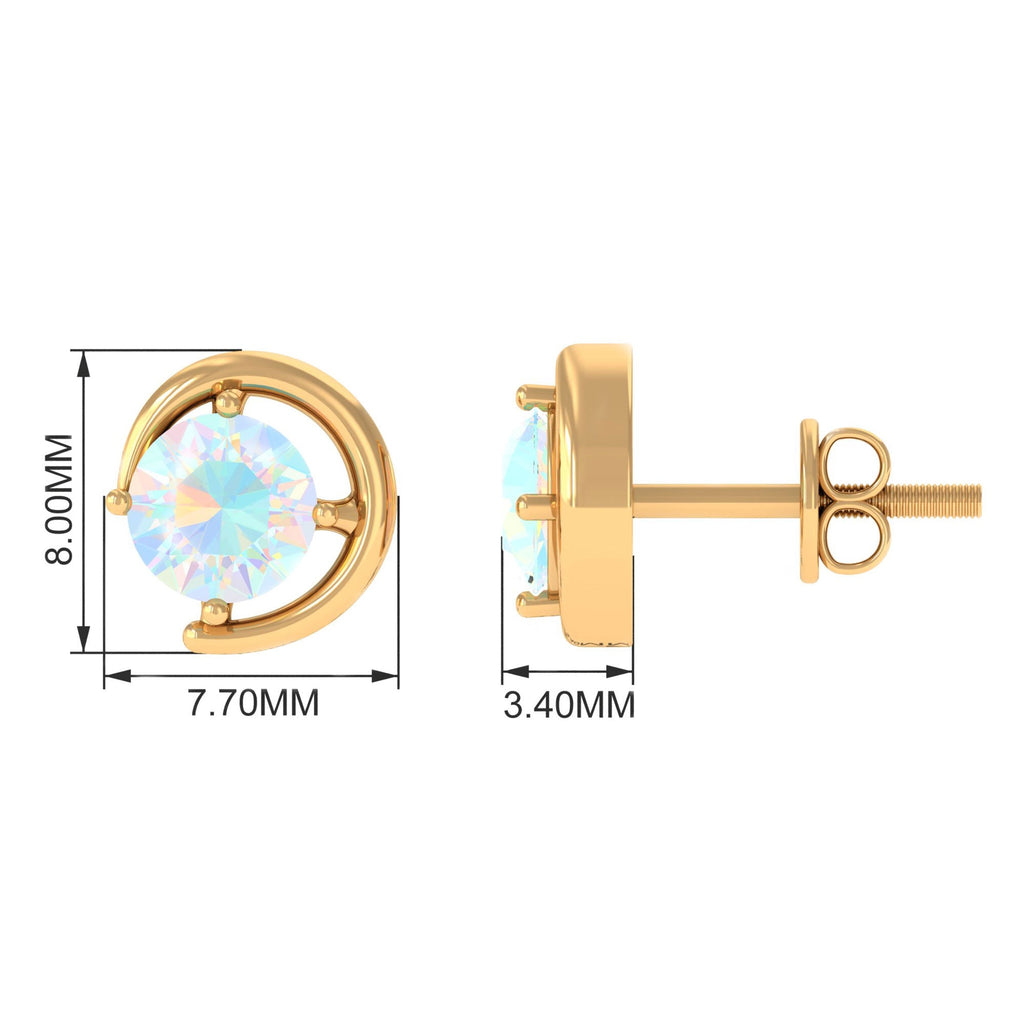1 Carat Prong Set Ethiopian Opal Solitaire Stud Earrings