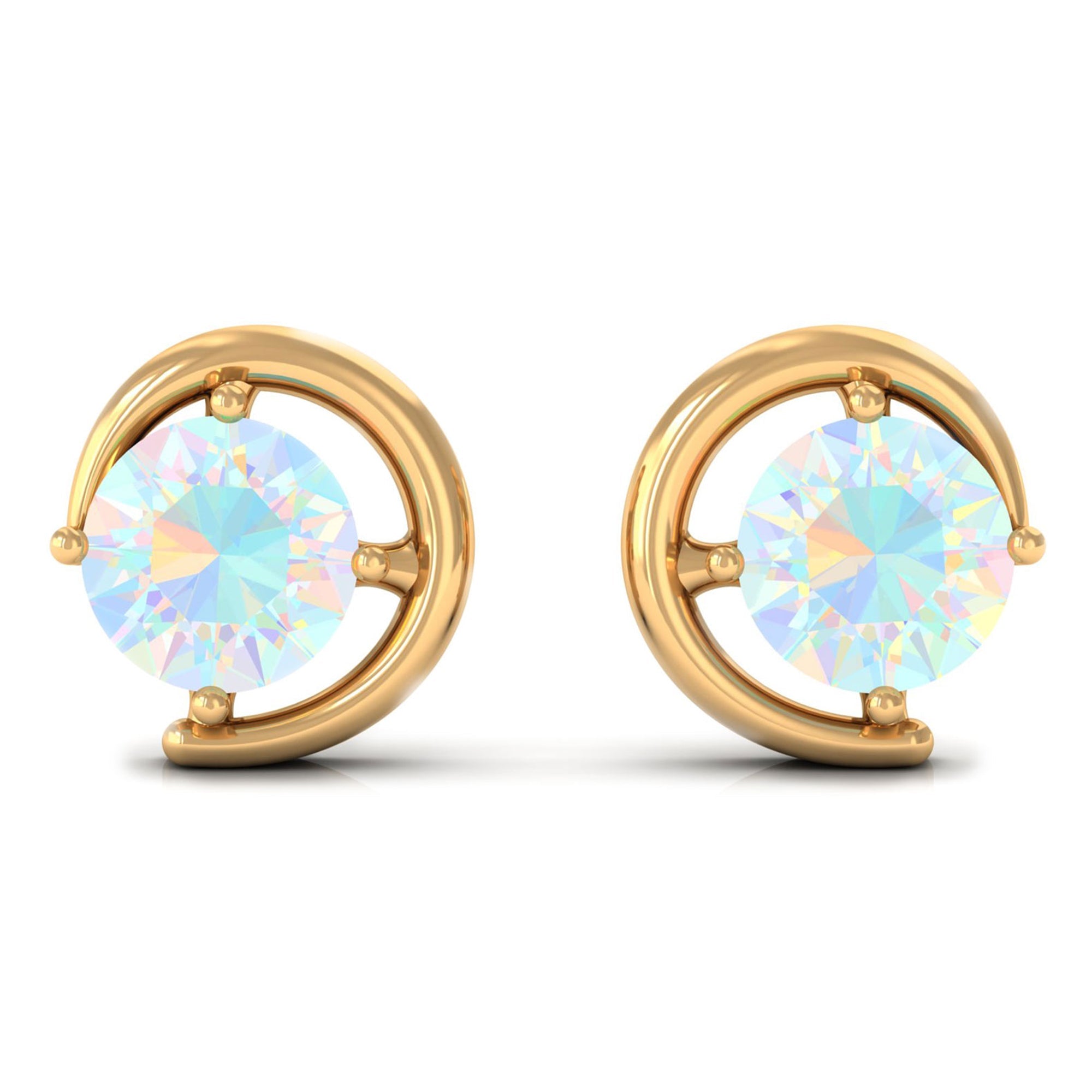 1 Carat Prong Set Ethiopian Opal Solitaire Stud Earrings