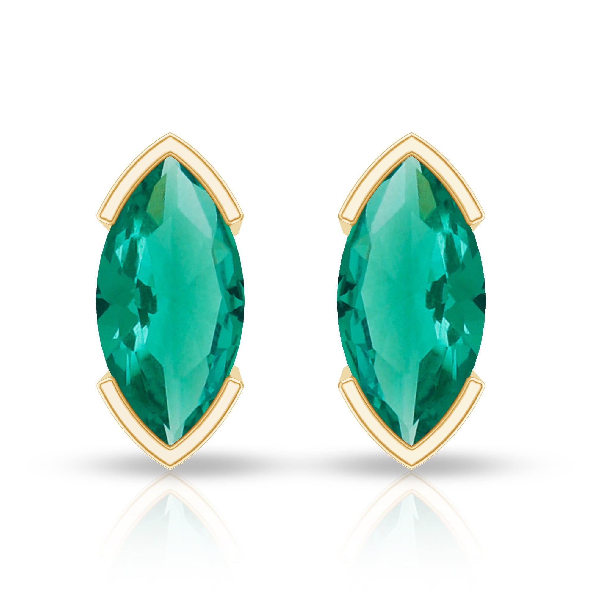 Marquise Cut Emerald Earrings – Lab Grown Solitaire Studs With Secure Screw Back