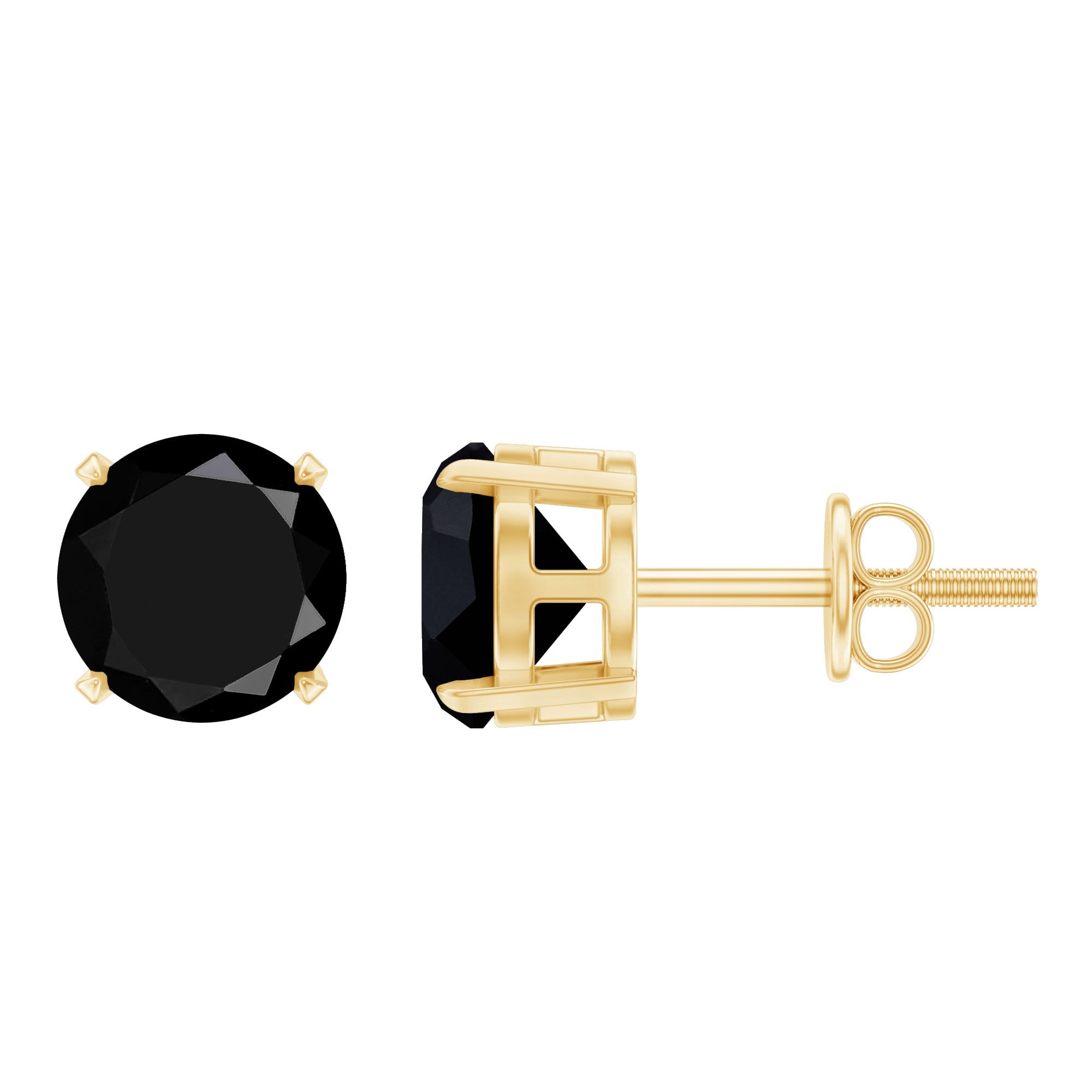 Round Cut Black Onyx Solitaire Stud Earrings