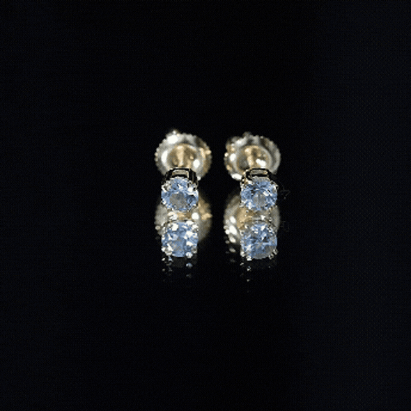 Aquamarine Stud Earrings – Solitaire Stud Design with Double Claw Prong Setting