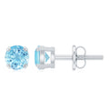 Aquamarine Stud Earrings – Solitaire Stud Design with Double Claw Prong Setting