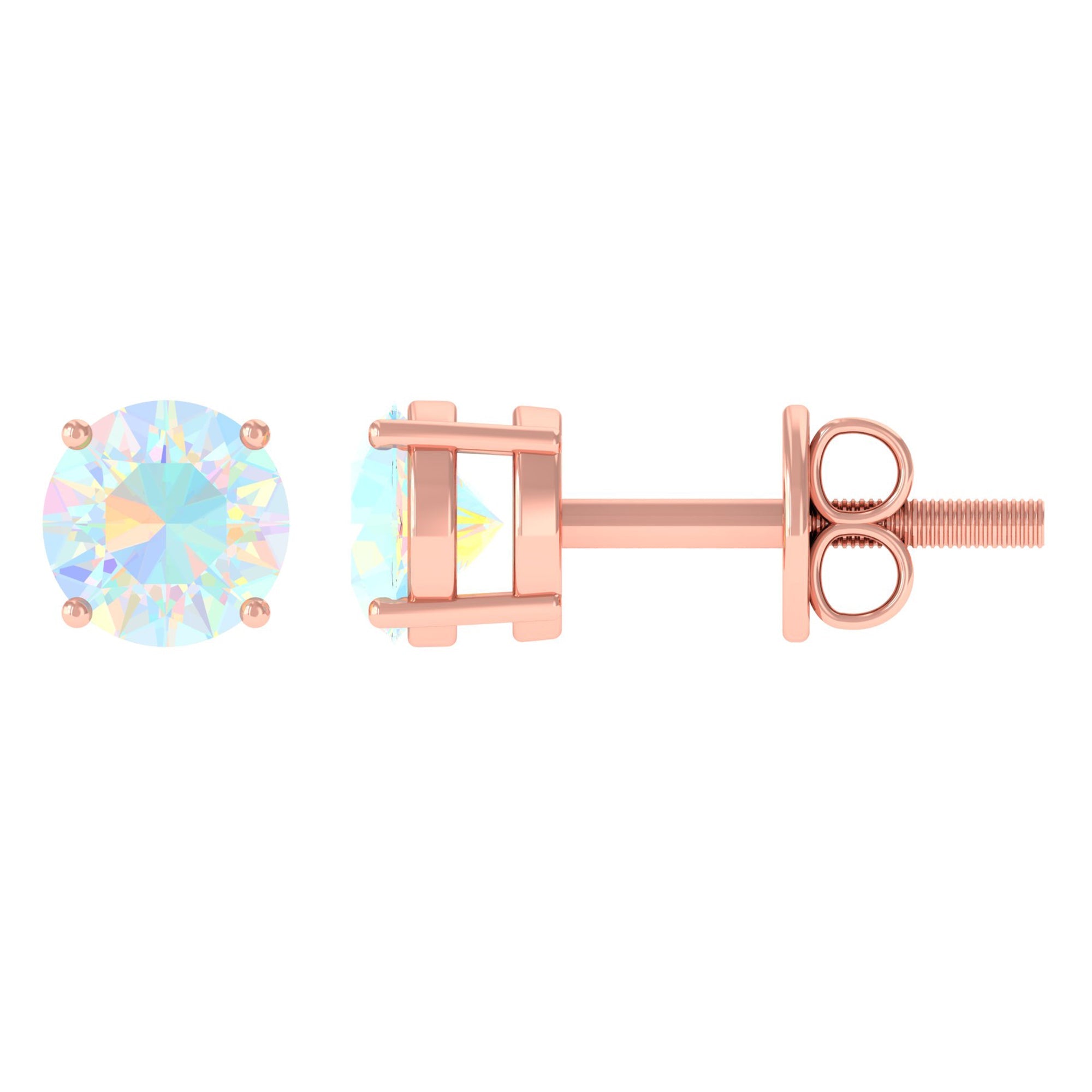 Ethiopian Opal Earrings – Genuine Round Opal Studs | AAA Grade Rainbow Jewelry