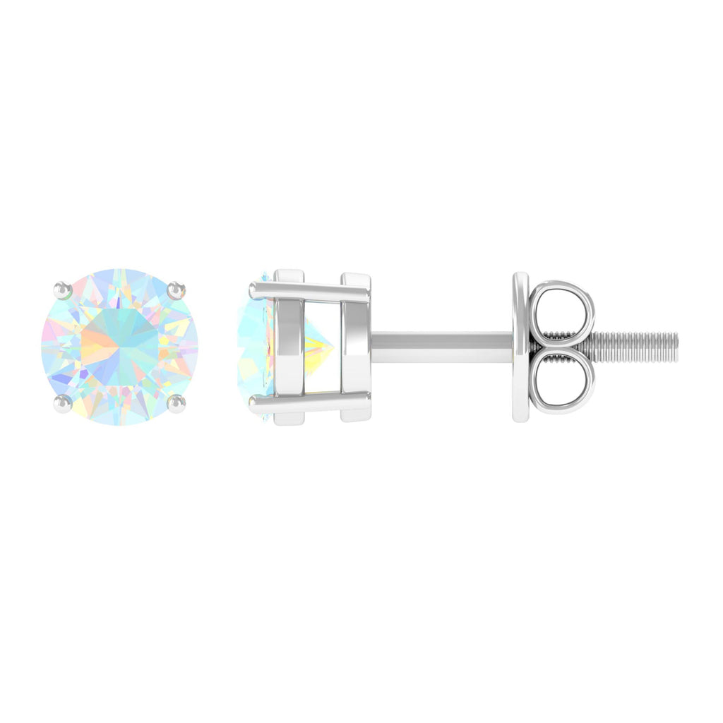 Ethiopian Opal Earrings – Genuine Round Opal Studs | AAA Grade Rainbow Jewelry