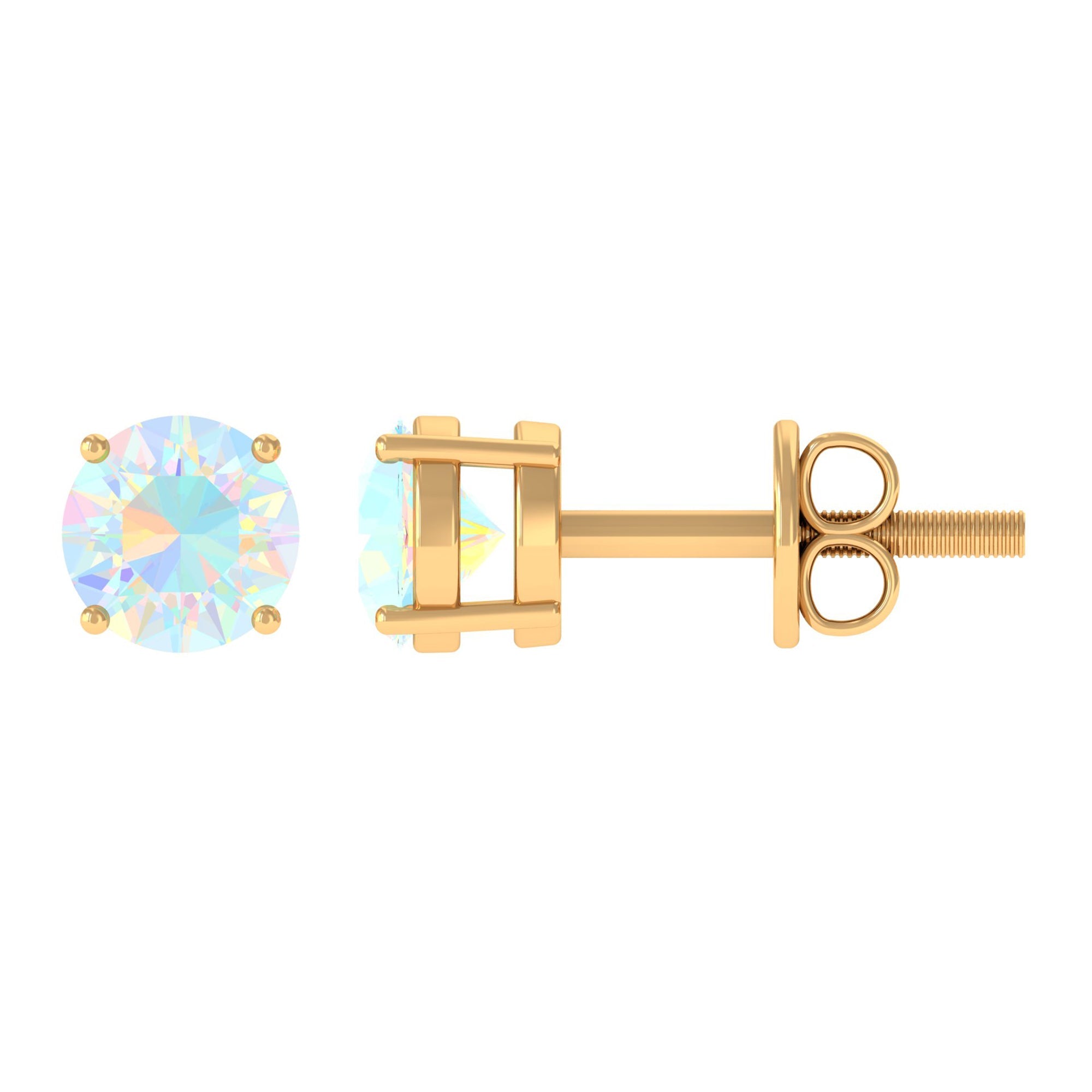 Ethiopian Opal Earrings – Genuine Round Opal Studs | AAA Grade Rainbow Jewelry