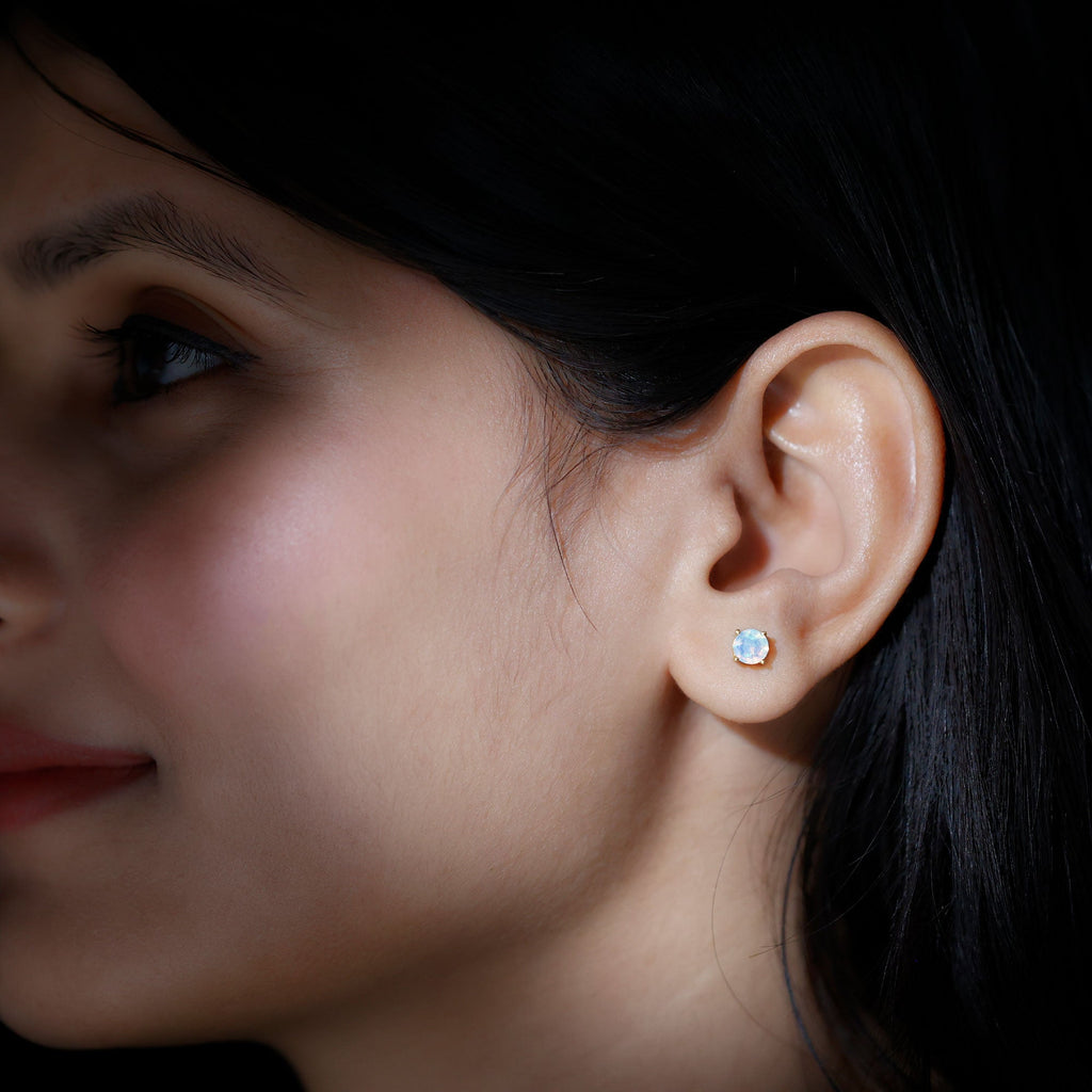 Ethiopian Opal Earrings – Genuine Round Opal Studs | AAA Grade Rainbow Jewelry