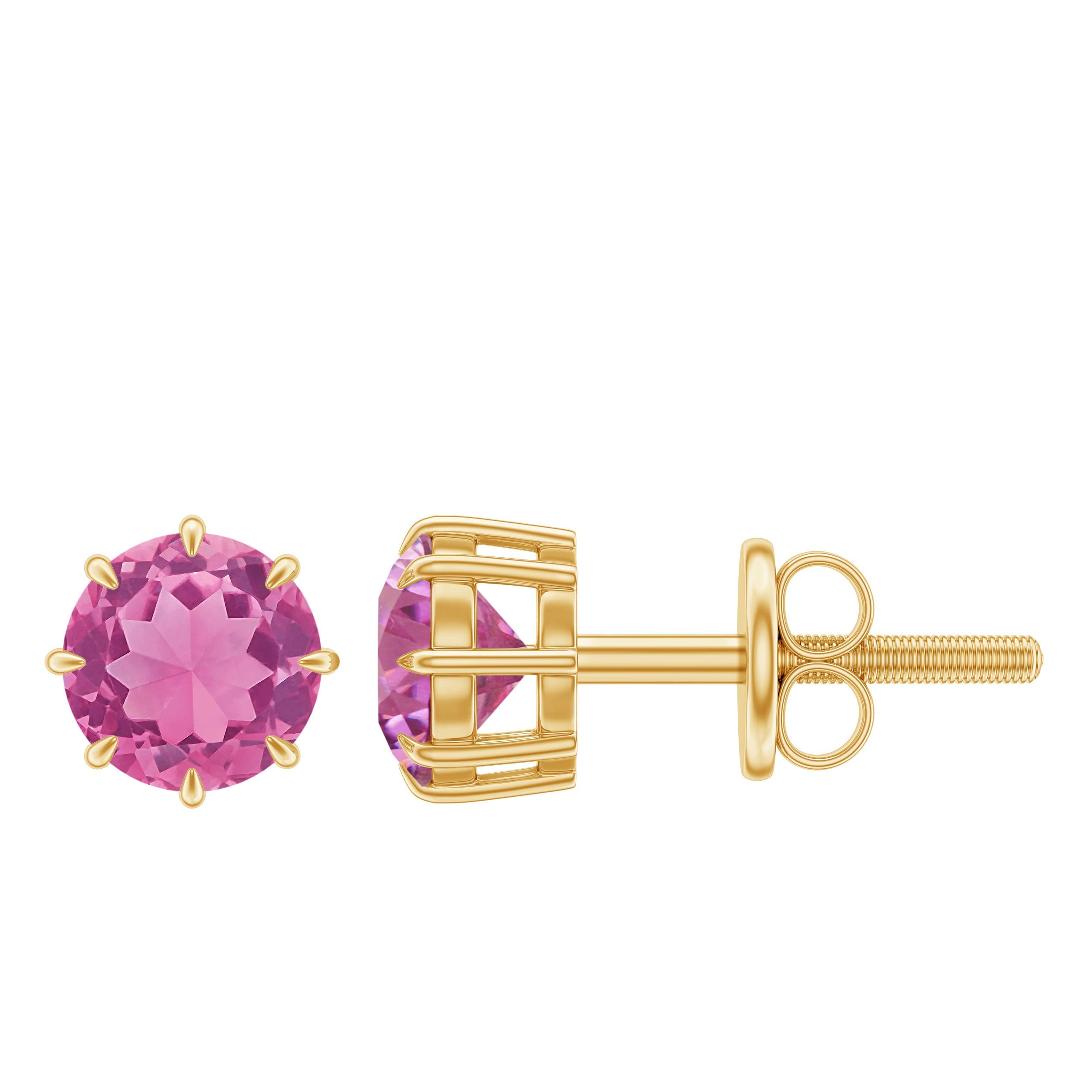 Pink Tourmaline Earrings – 0.9 Ct Round Studs | Hypoallergenic Screw Back Jewelry