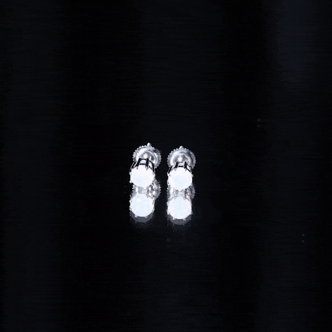 Ethiopian Opal Earrings – 1 Carat Solitaire Studs | AAA Quality Rainbow Opal Jewelry