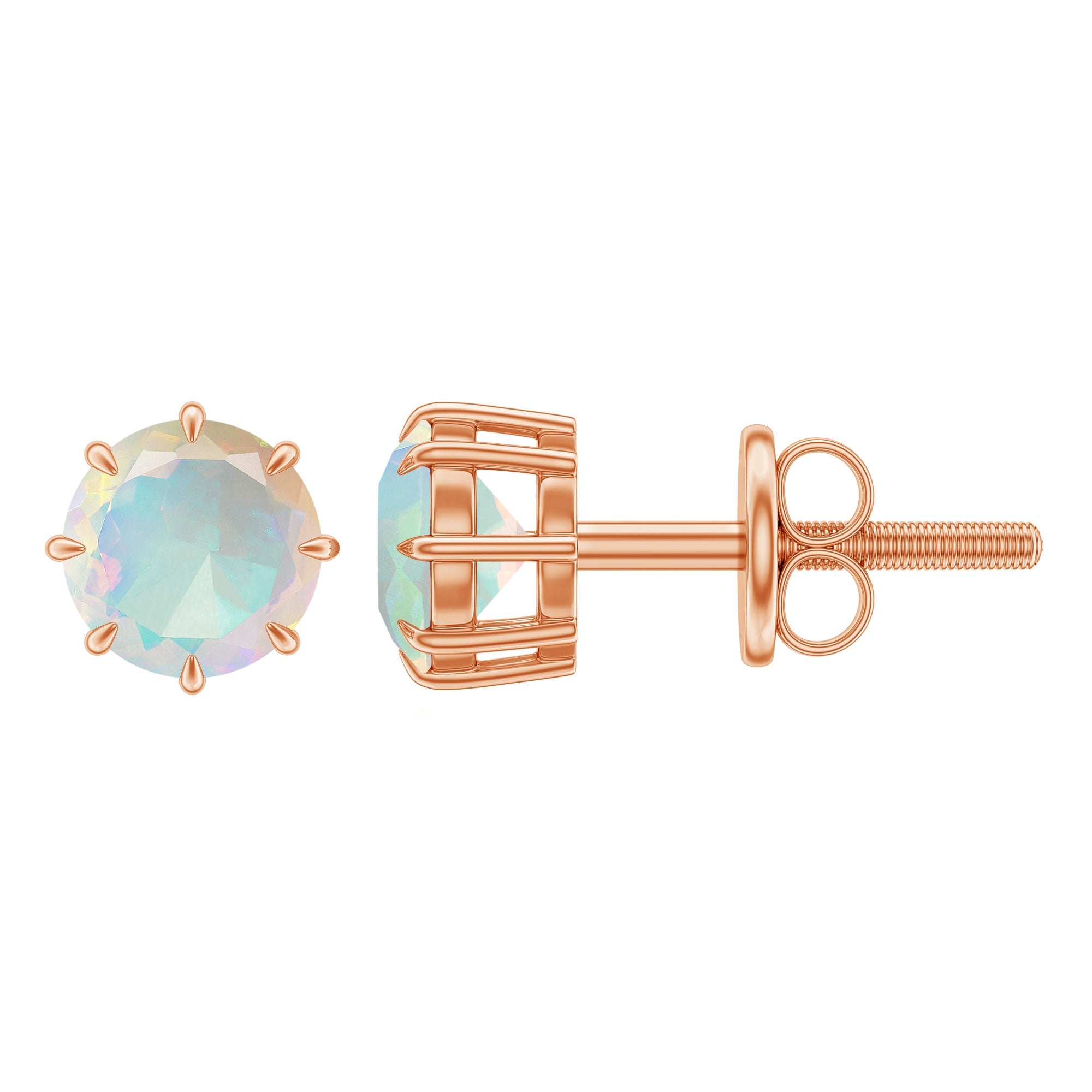 Ethiopian Opal Earrings – 1 Carat Solitaire Studs | AAA Quality Rainbow Opal Jewelry