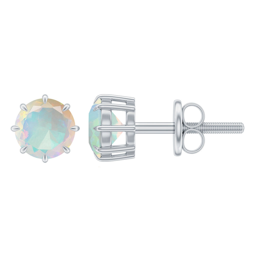 Ethiopian Opal Earrings – 1 Carat Solitaire Studs | AAA Quality Rainbow Opal Jewelry