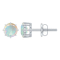 Ethiopian Opal Earrings – 1 Carat Solitaire Studs | AAA Quality Rainbow Opal Jewelry