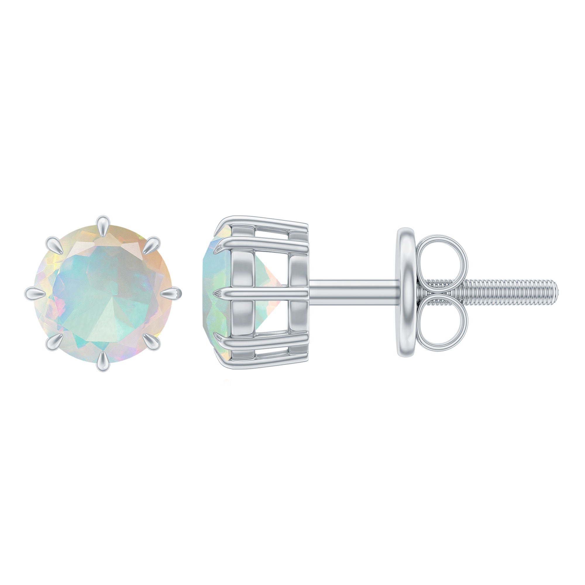 Ethiopian Opal Earrings – 1 Carat Solitaire Studs | AAA Quality Rainbow Opal Jewelry