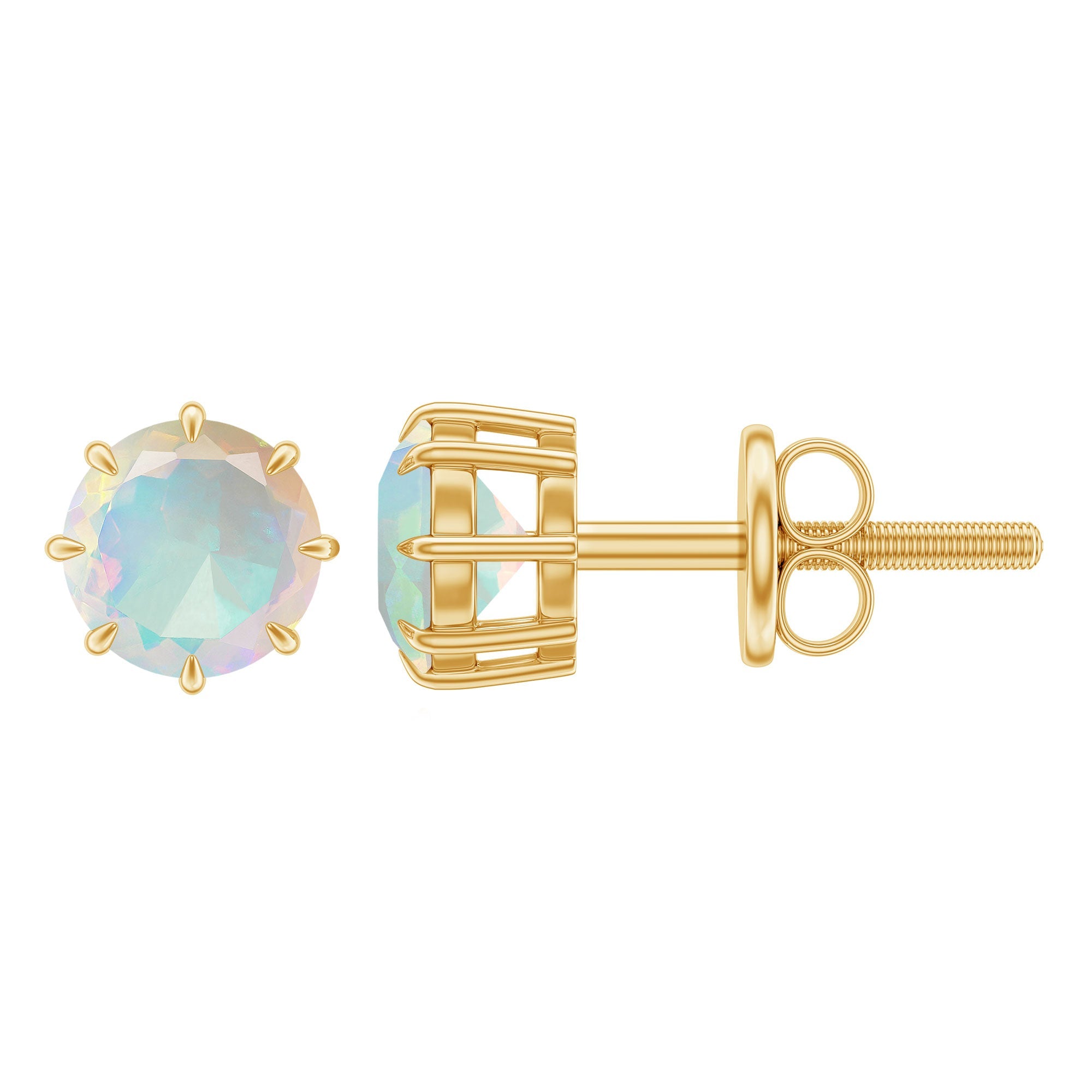 Ethiopian Opal Earrings – 1 Carat Solitaire Studs | AAA Quality Rainbow Opal Jewelry