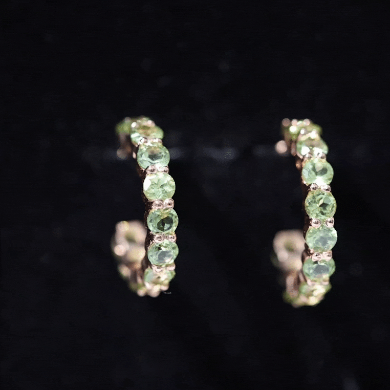 Peridot Hoop Earrings – AAA Quality Round Shaped Half Hoop Birthstone Jewelry