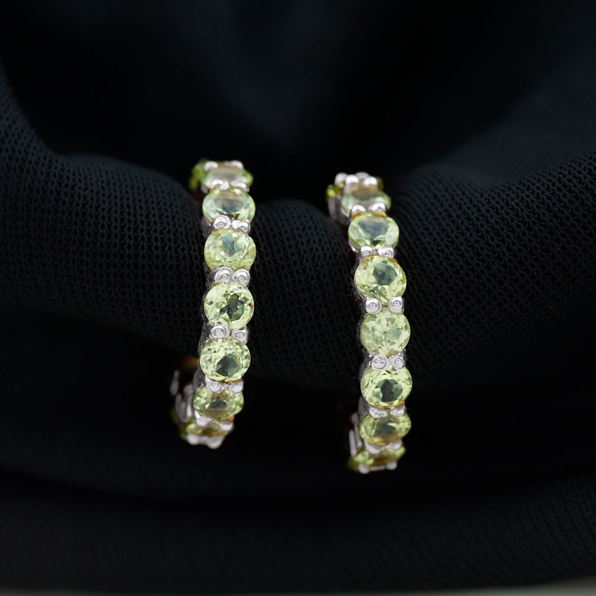 Peridot Hoop Earrings – AAA Quality Round Shaped Half Hoop Birthstone Jewelry