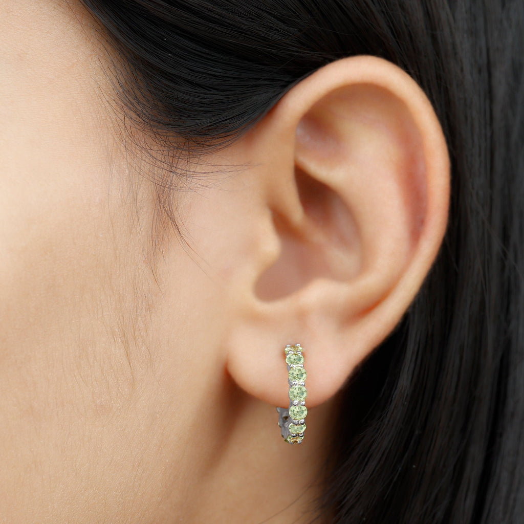 Peridot Hoop Earrings – AAA Quality Round Shaped Half Hoop Birthstone Jewelry
