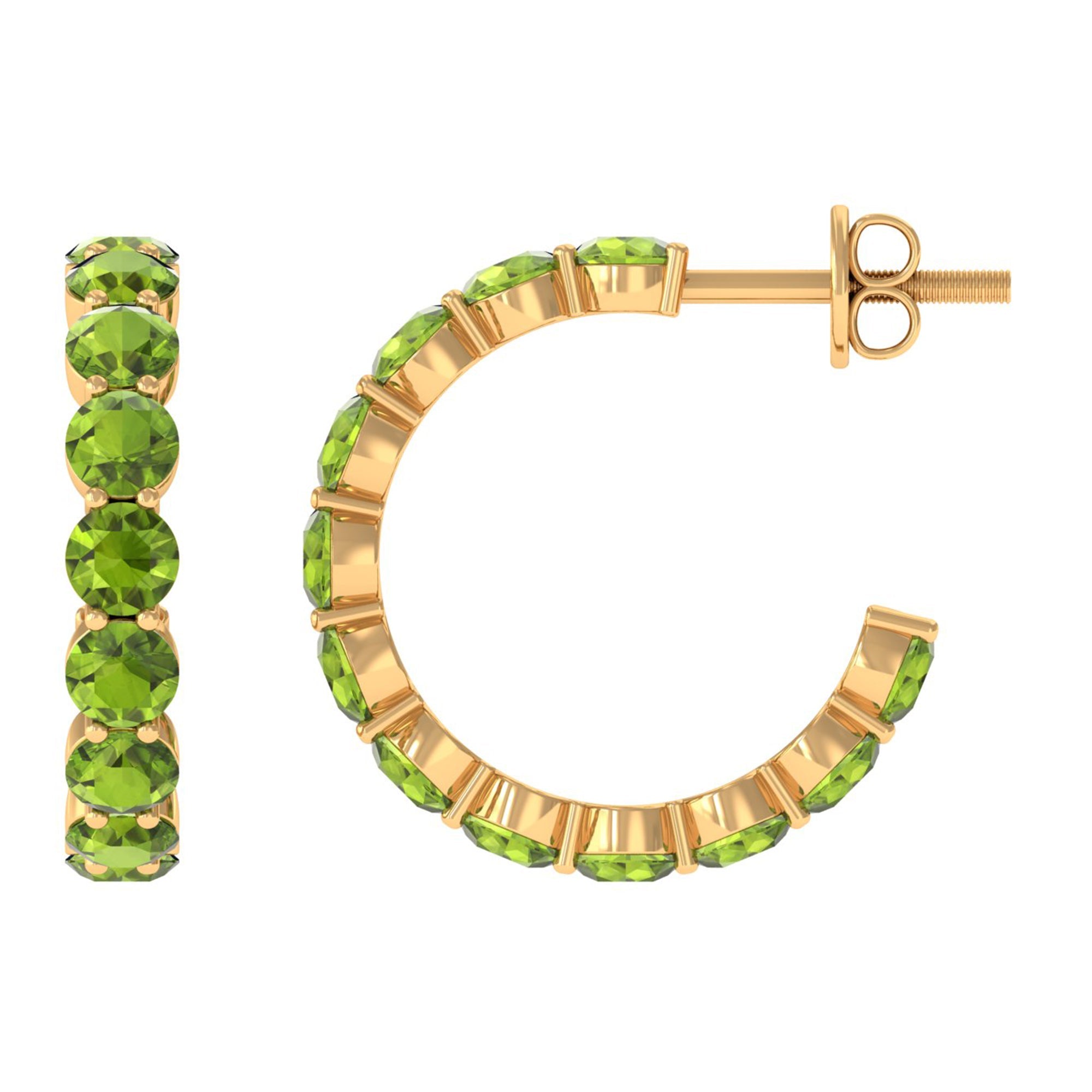 Peridot Hoop Earrings – AAA Quality Round Shaped Half Hoop Birthstone Jewelry