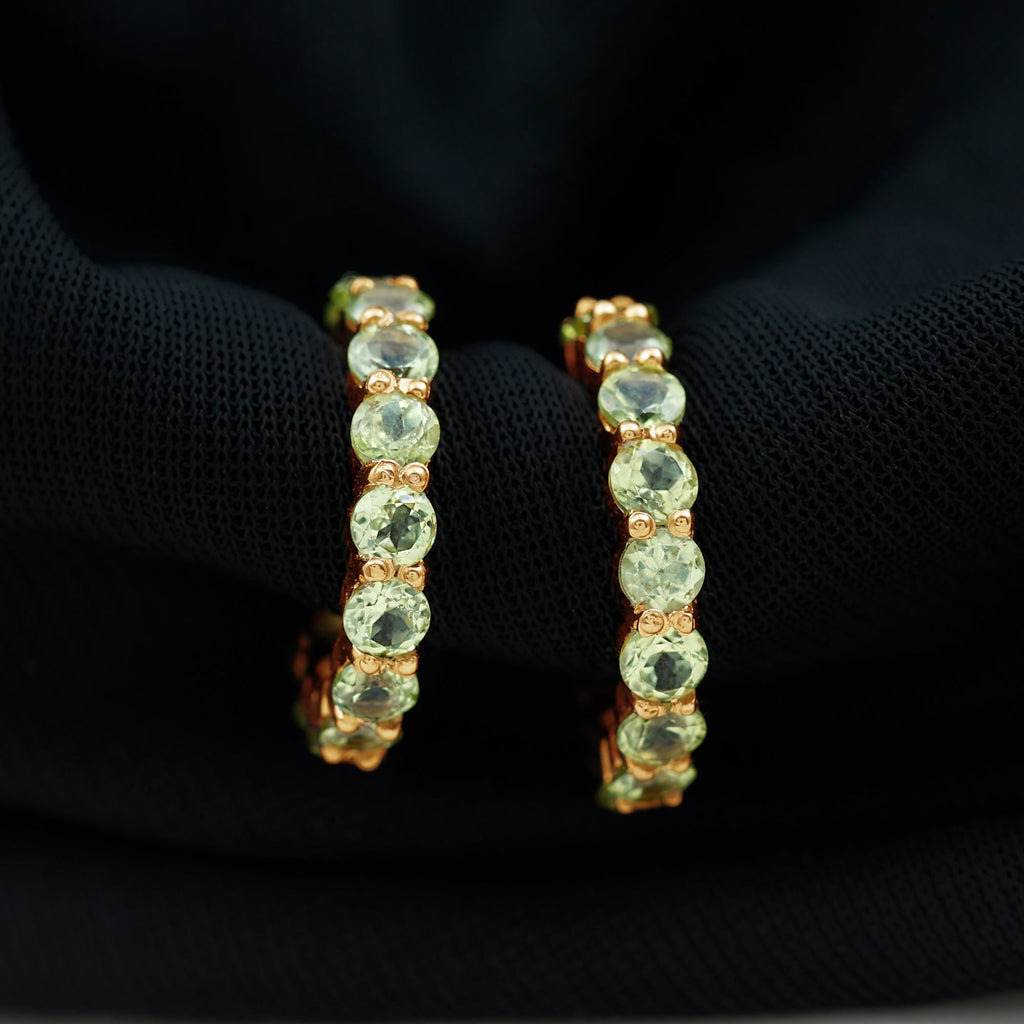 Peridot Hoop Earrings – AAA Quality Round Shaped Half Hoop Birthstone Jewelry