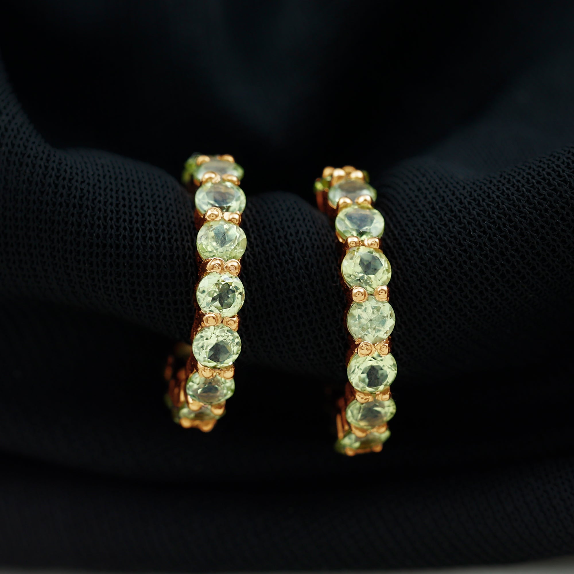 Peridot Hoop Earrings – AAA Quality Round Shaped Half Hoop Birthstone Jewelry
