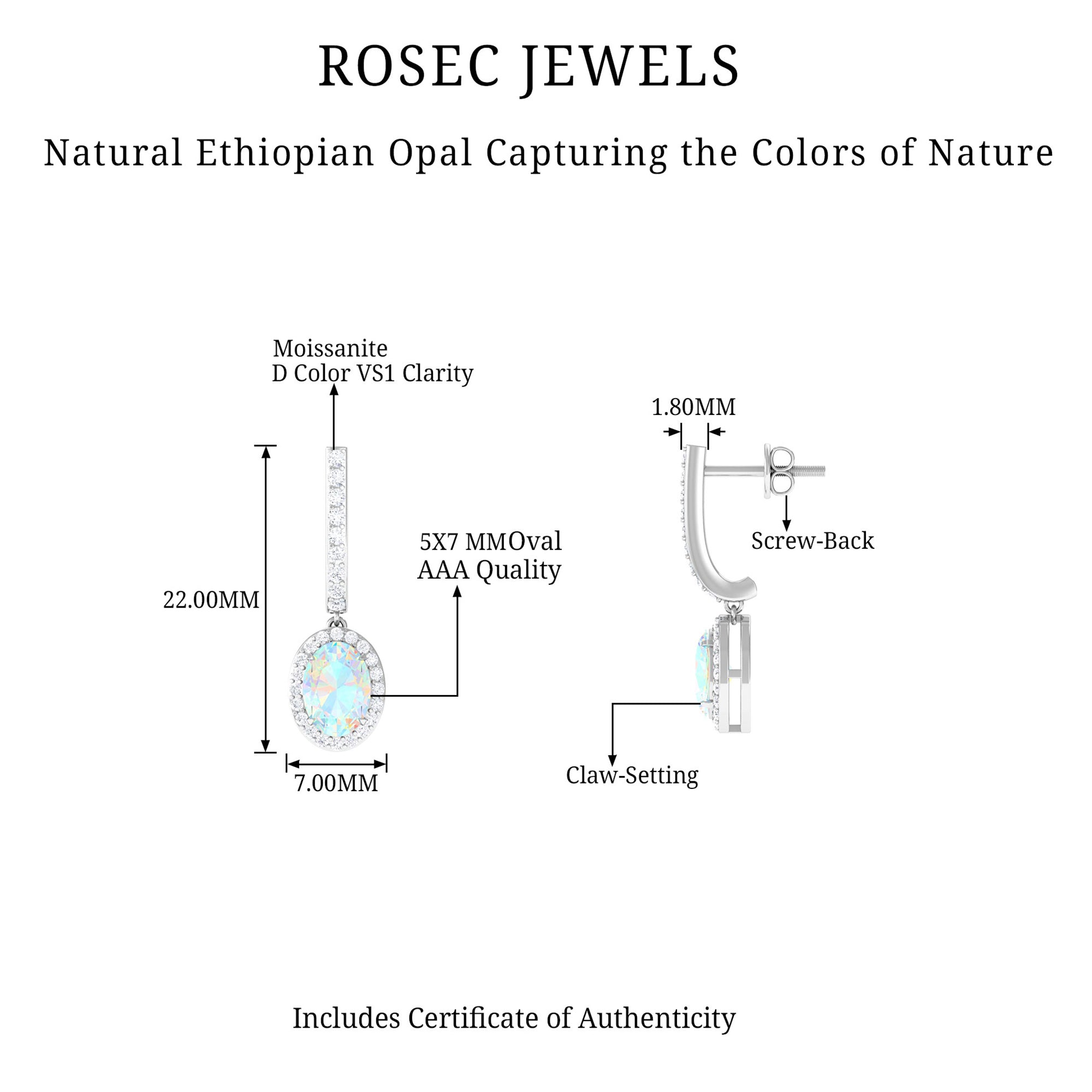 Ethiopian Opal Earrings – Oval Opal Hoop Earrings with Diamond Drop Design