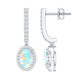 Ethiopian Opal Earrings – Oval Opal Hoop Earrings with Diamond Drop Design