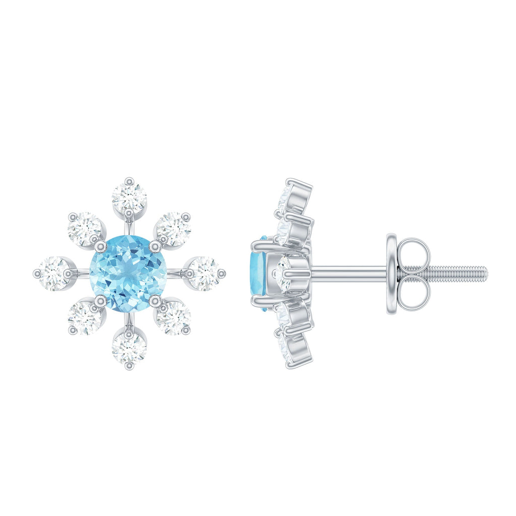 Aquamarine Snowflake Earrings – Certified Aquamarine Jewelry With Diamond Accents