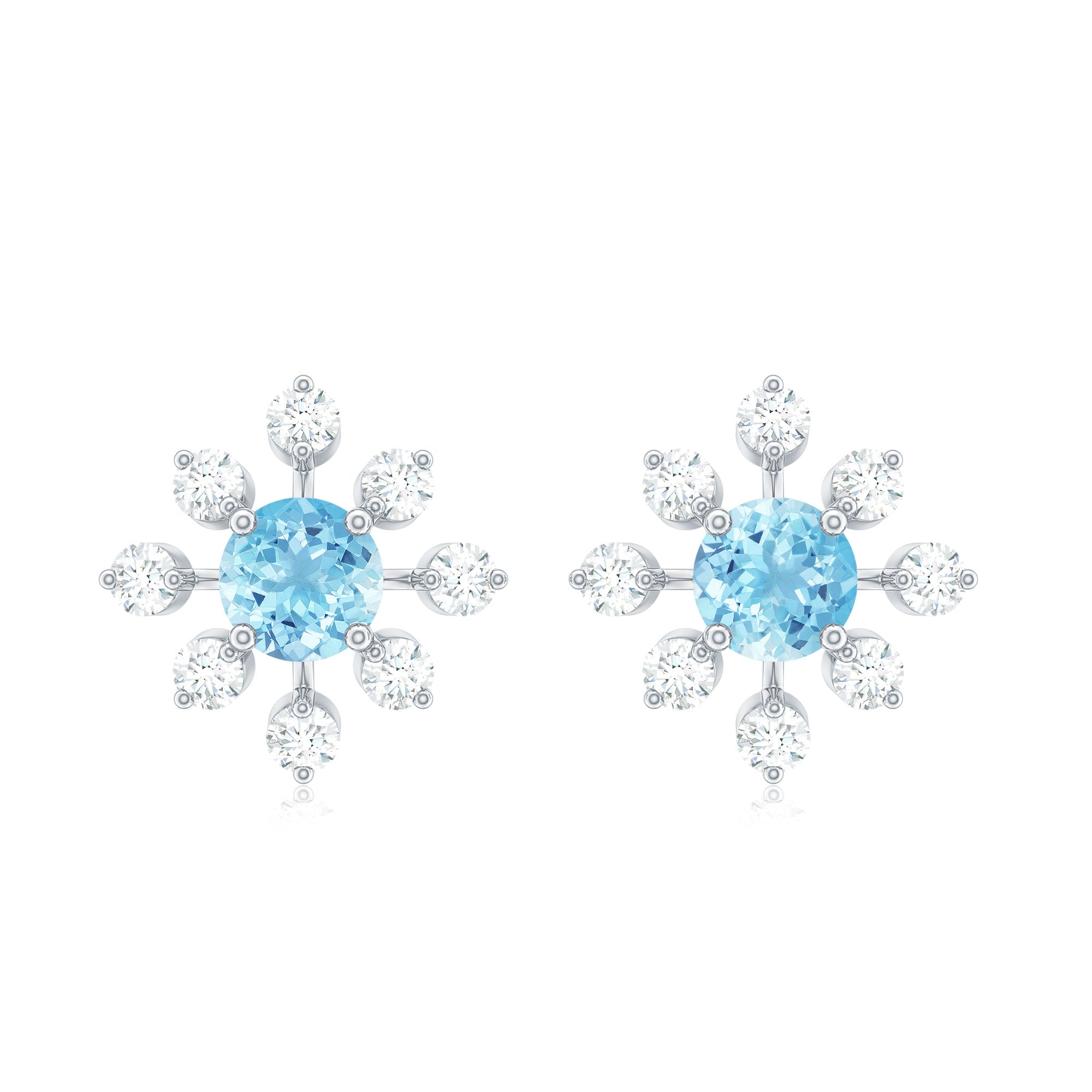 Aquamarine Snowflake Earrings – Certified Aquamarine Jewelry With Diamond Accents