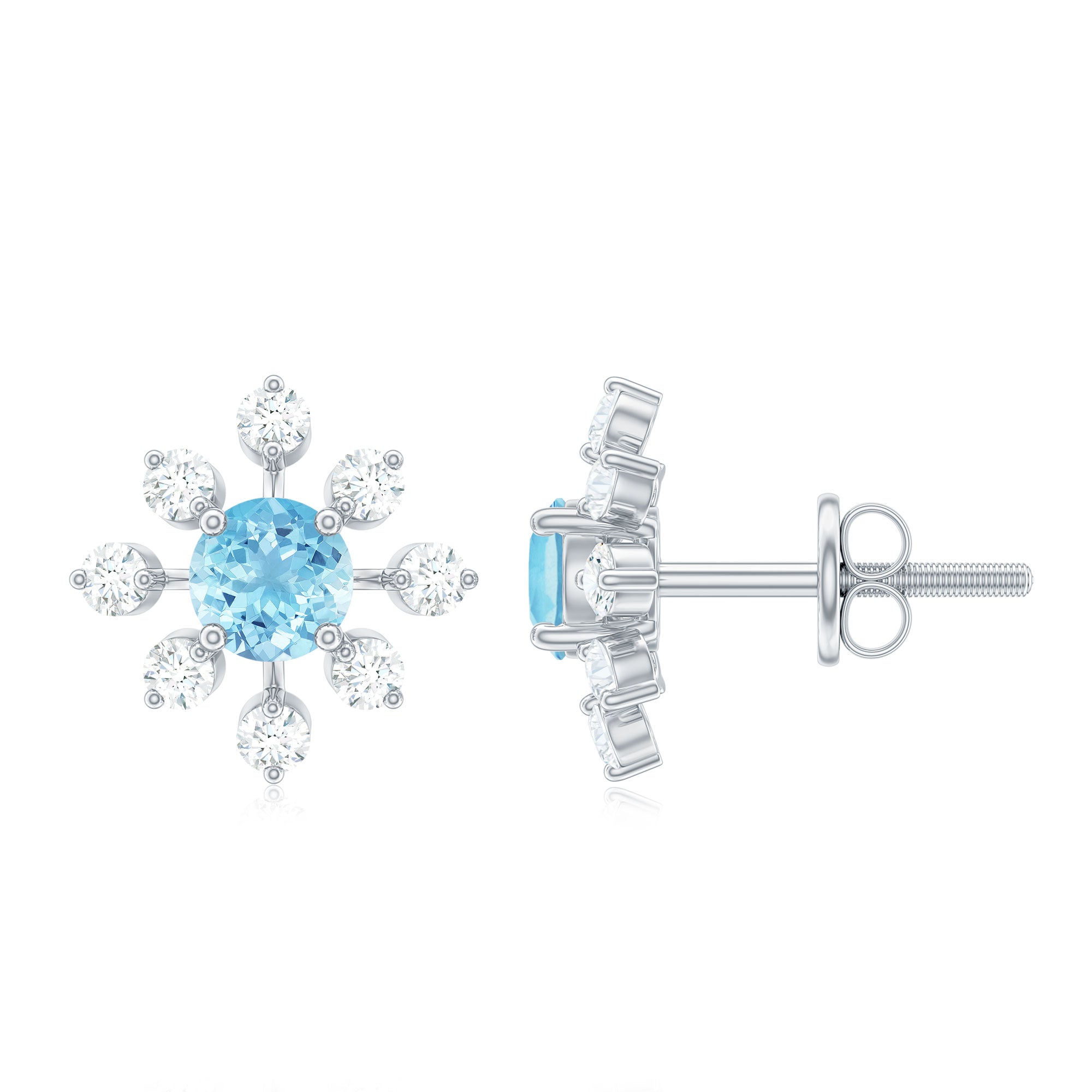 Aquamarine Snowflake Earrings – Certified Aquamarine Jewelry With Diamond Accents