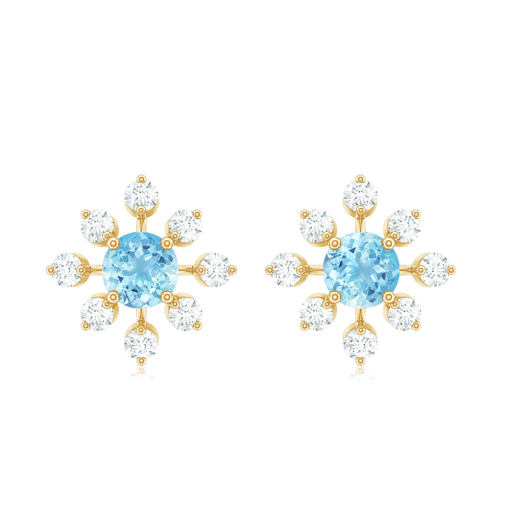 Aquamarine Snowflake Earrings – Certified Aquamarine Jewelry With Diamond Accents