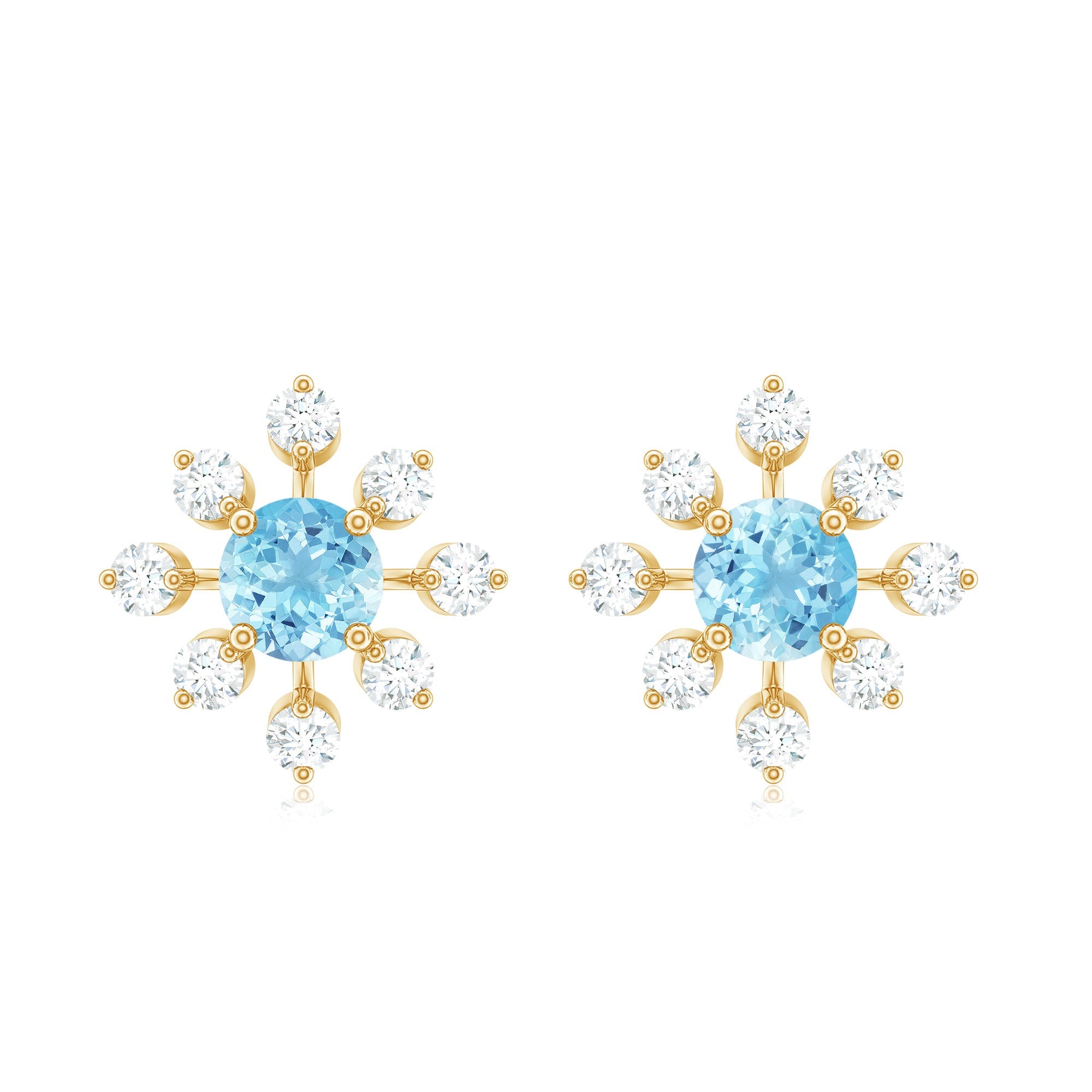 Aquamarine Snowflake Earrings – Certified Aquamarine Jewelry With Diamond Accents