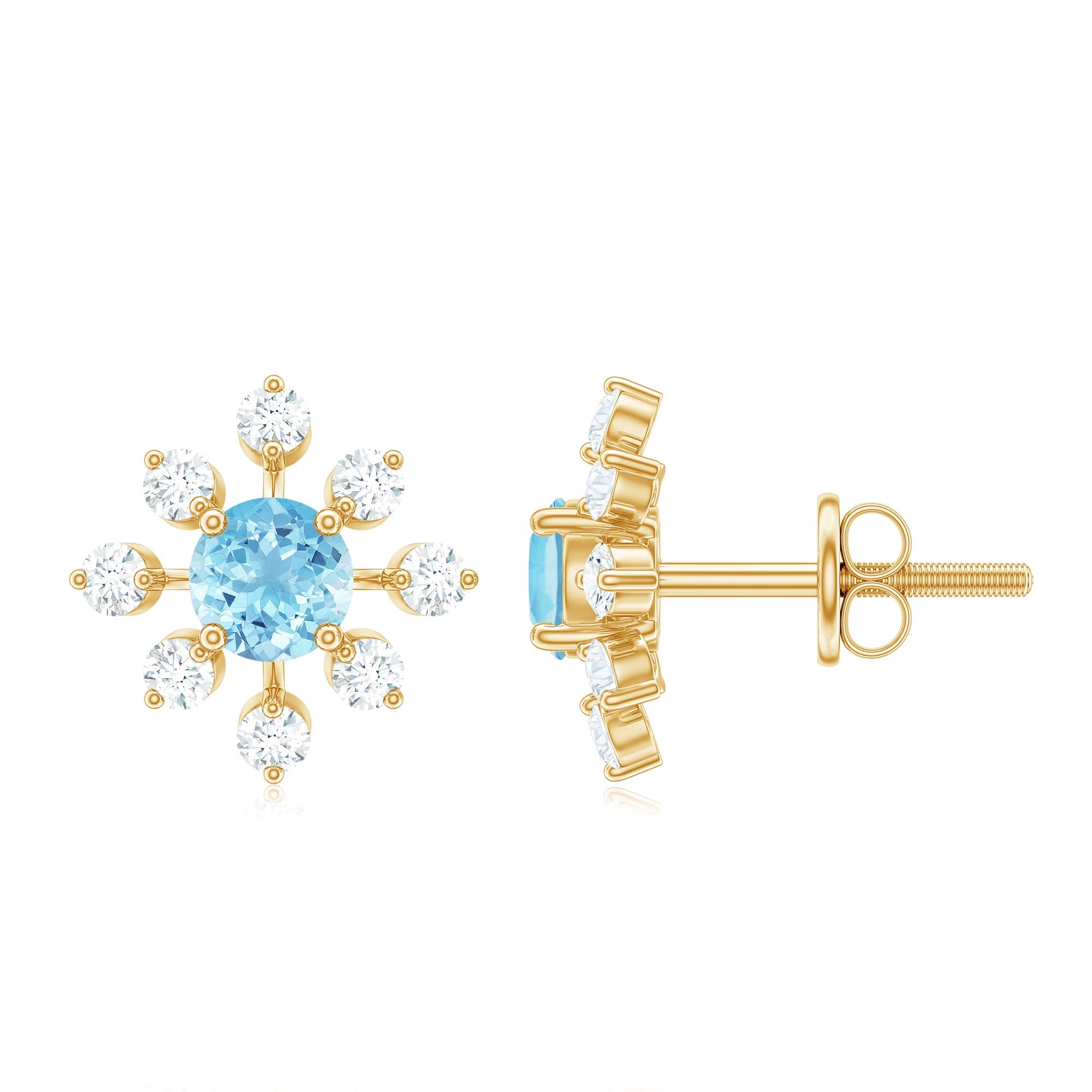 Aquamarine Snowflake Earrings – Certified Aquamarine Jewelry With Diamond Accents